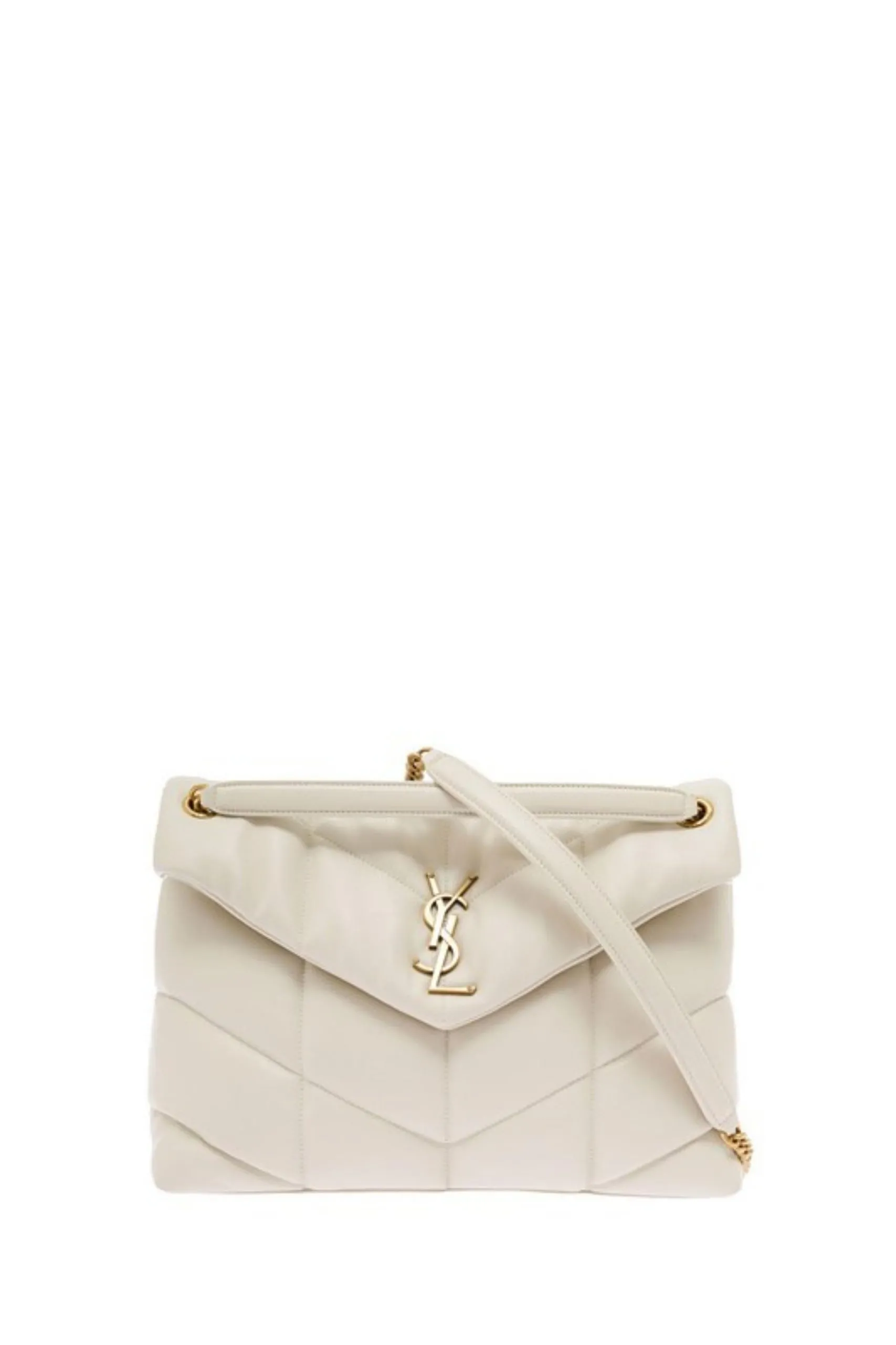 Borsa Lou Lou Puffer Media in Pelle Bianca