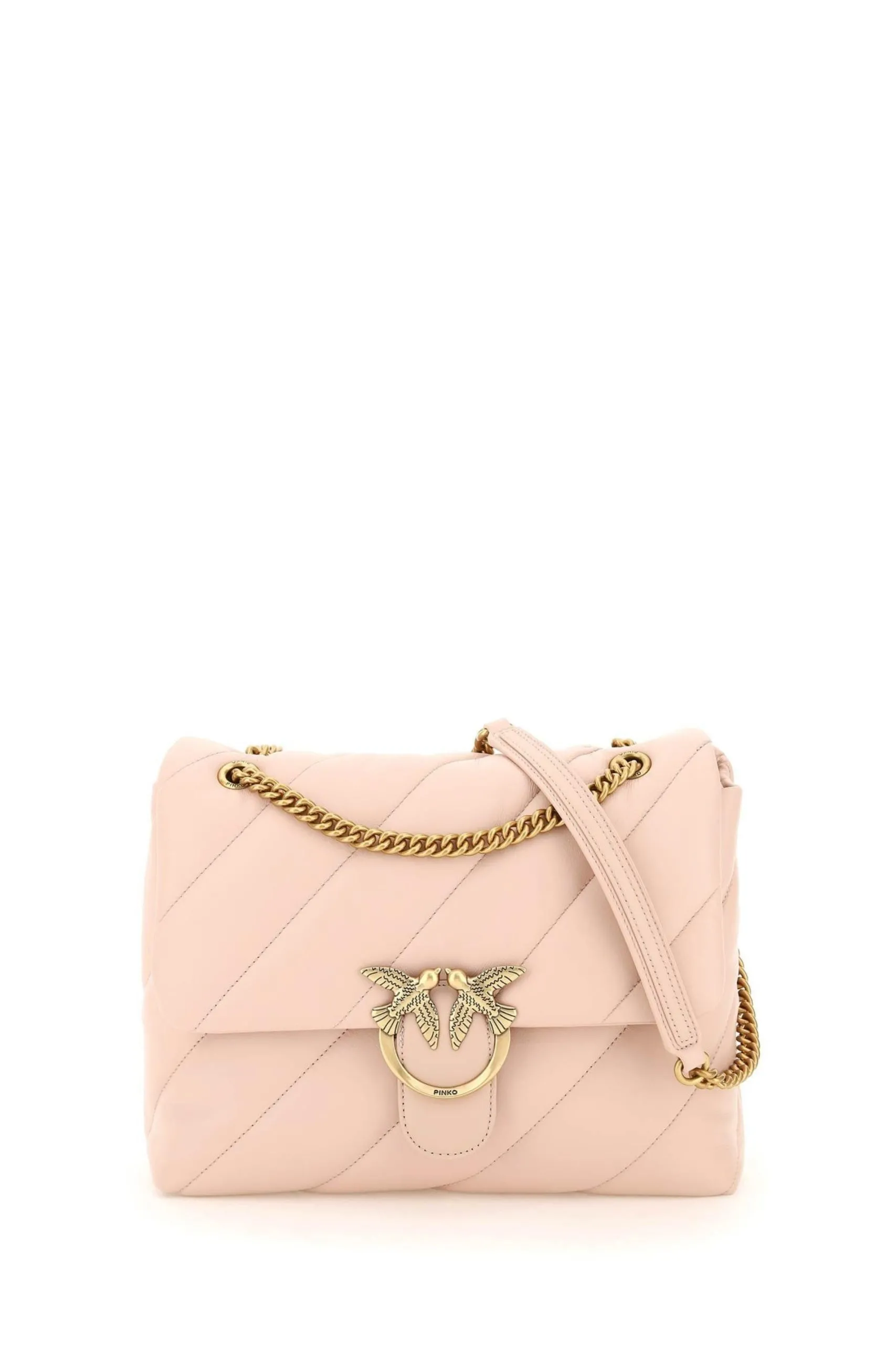 Borsa Love Big Puff Maxi Quilt in Pelle Rosa