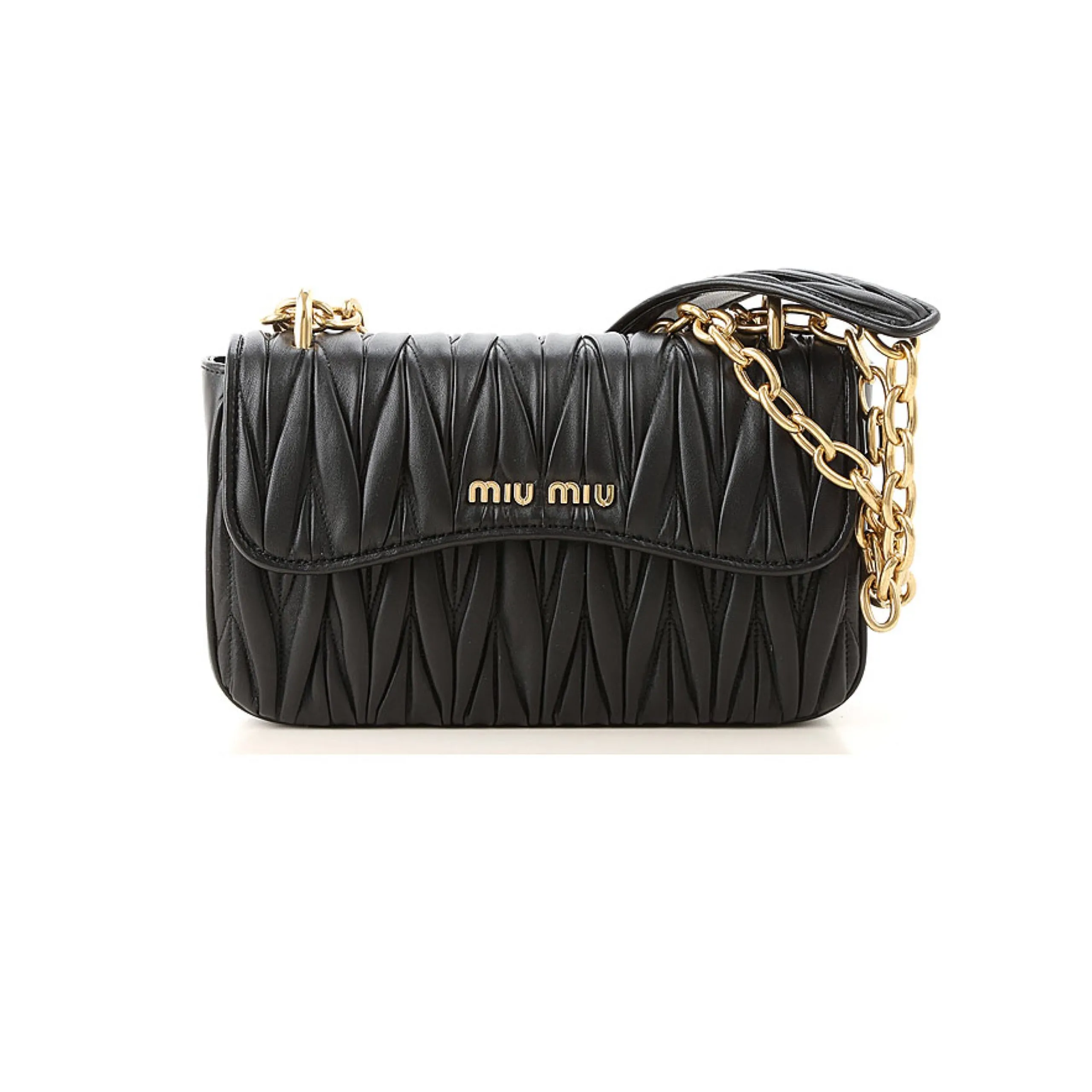 Borsa Matelasse' pattina wawe pelle nero