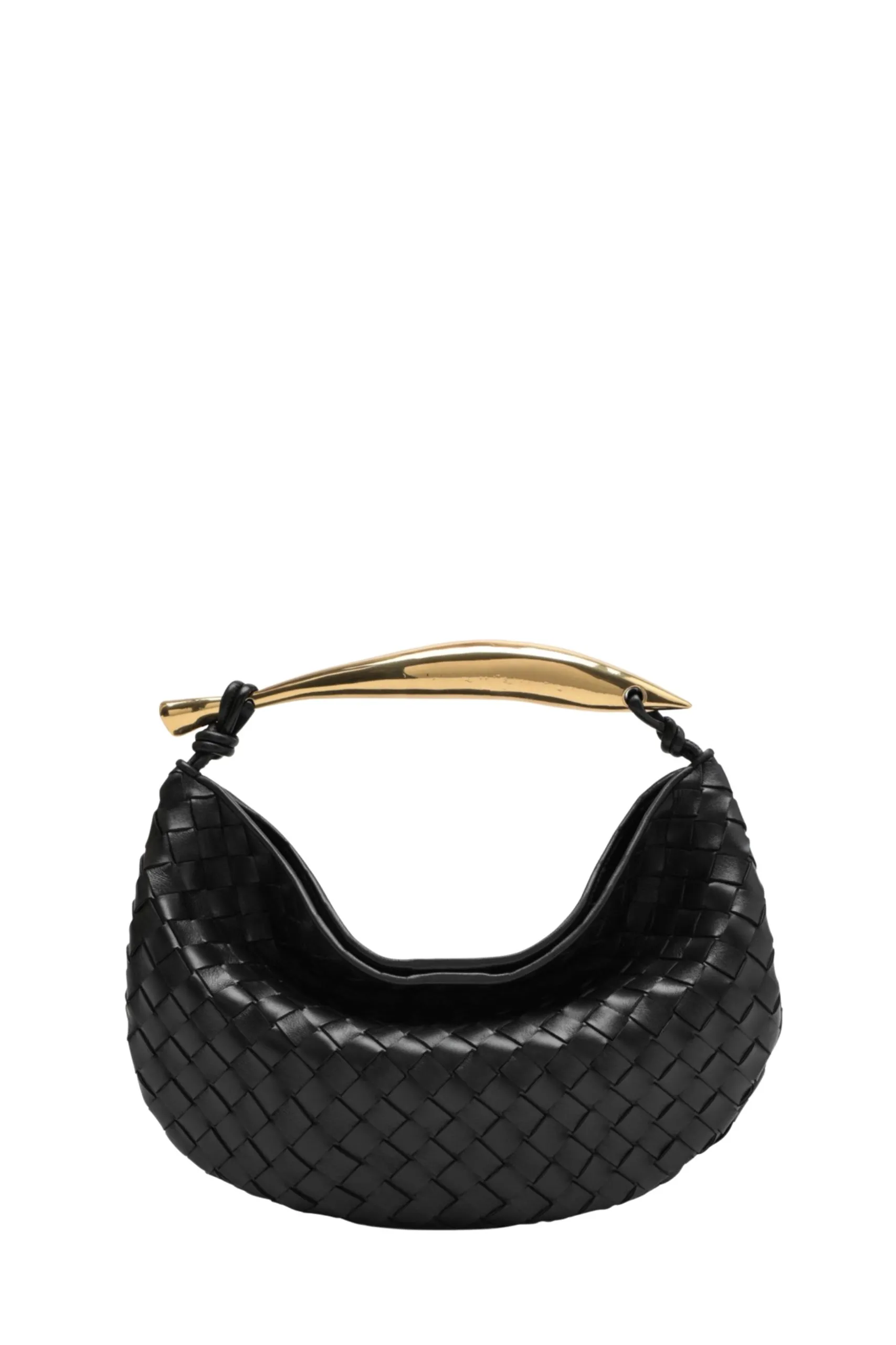 Borsa Sardine in Pelle Intrecciata Nera