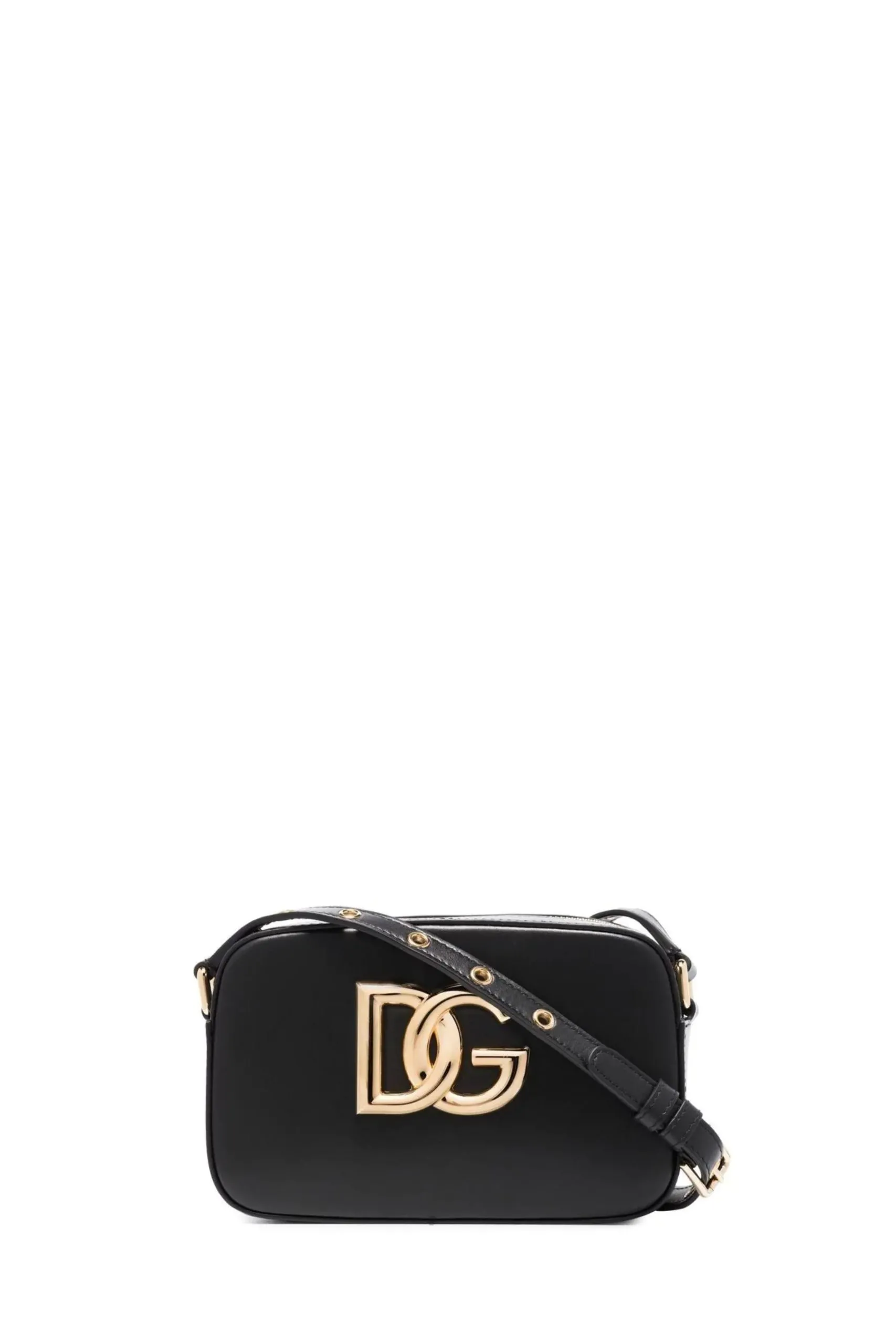 Borsa a Tracolla in Pelle Nera con Logo