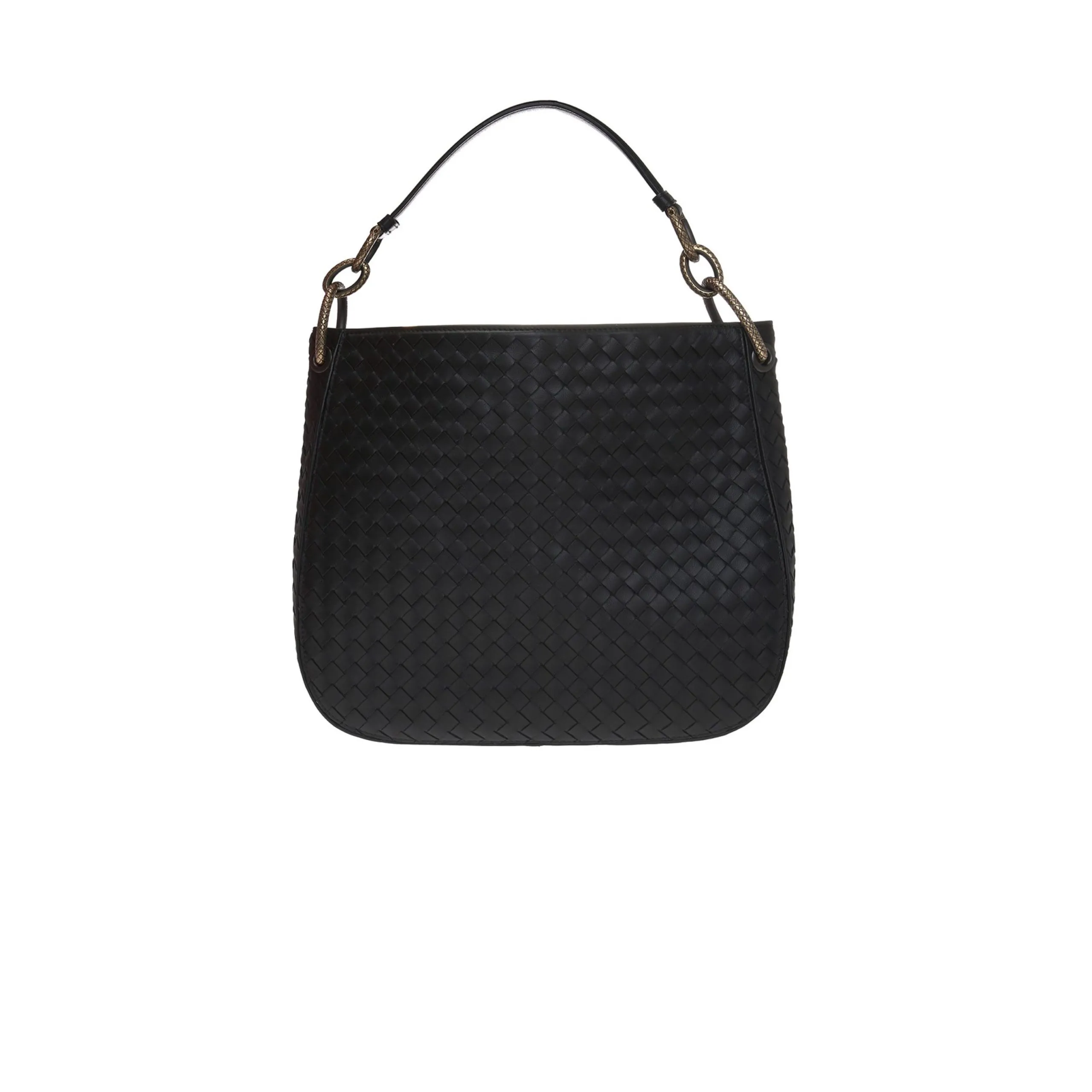 Borsa intrecciata in pelle nero