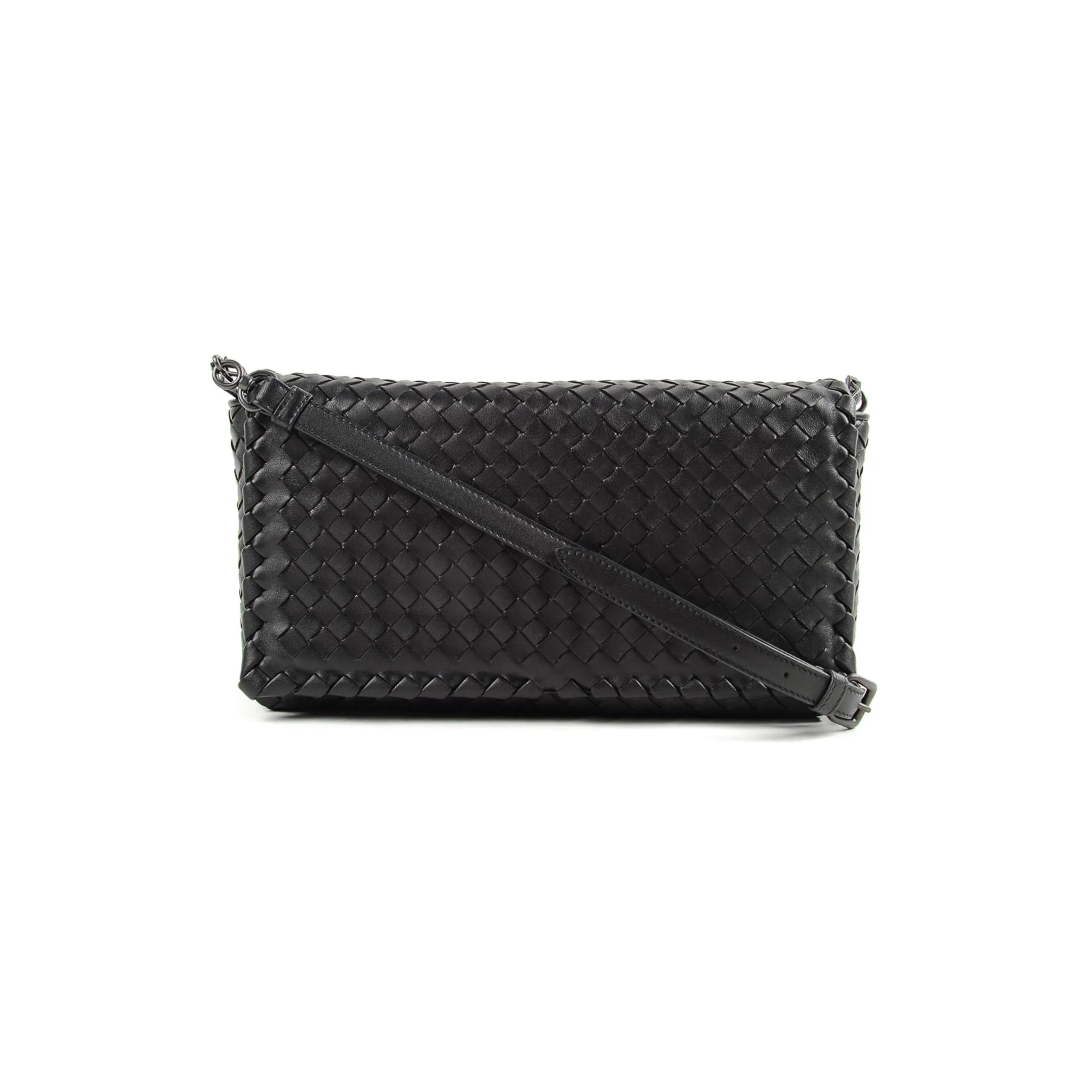 Borsa tracolla intrecciata in pelle nero