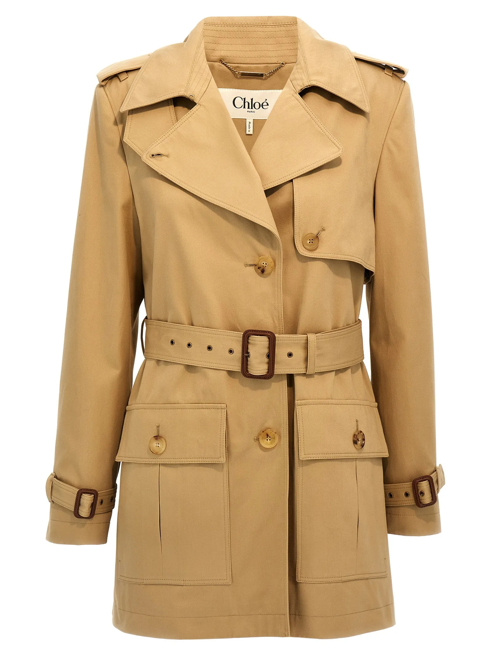 Cotton Trench Coat Trench E Impermeabili Beige