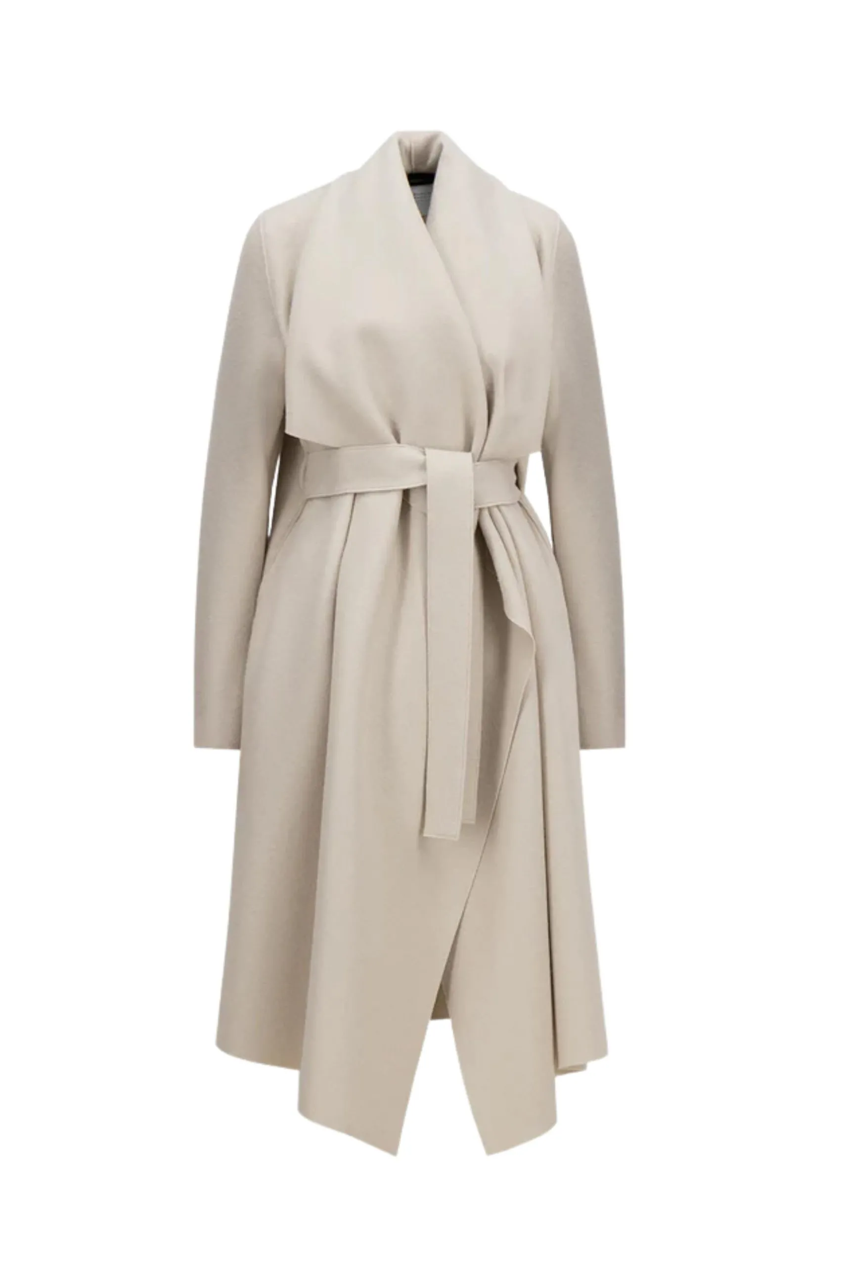 Cappotto in Lana Beige con Cintura