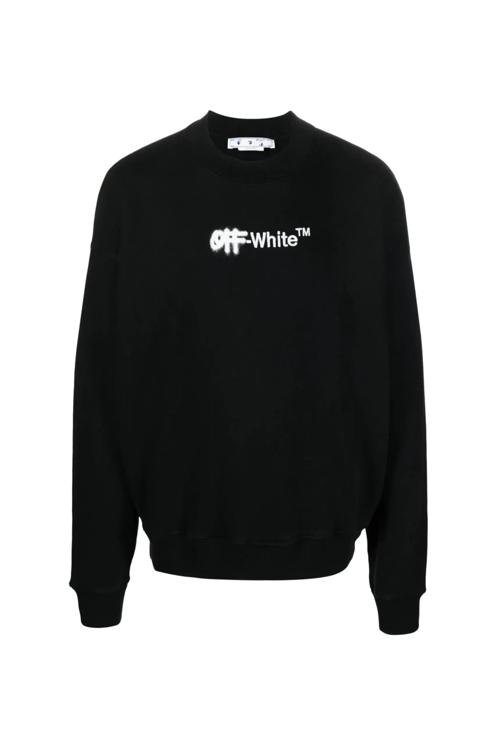 Felpa Girocollo in Cotone Nera con Logo