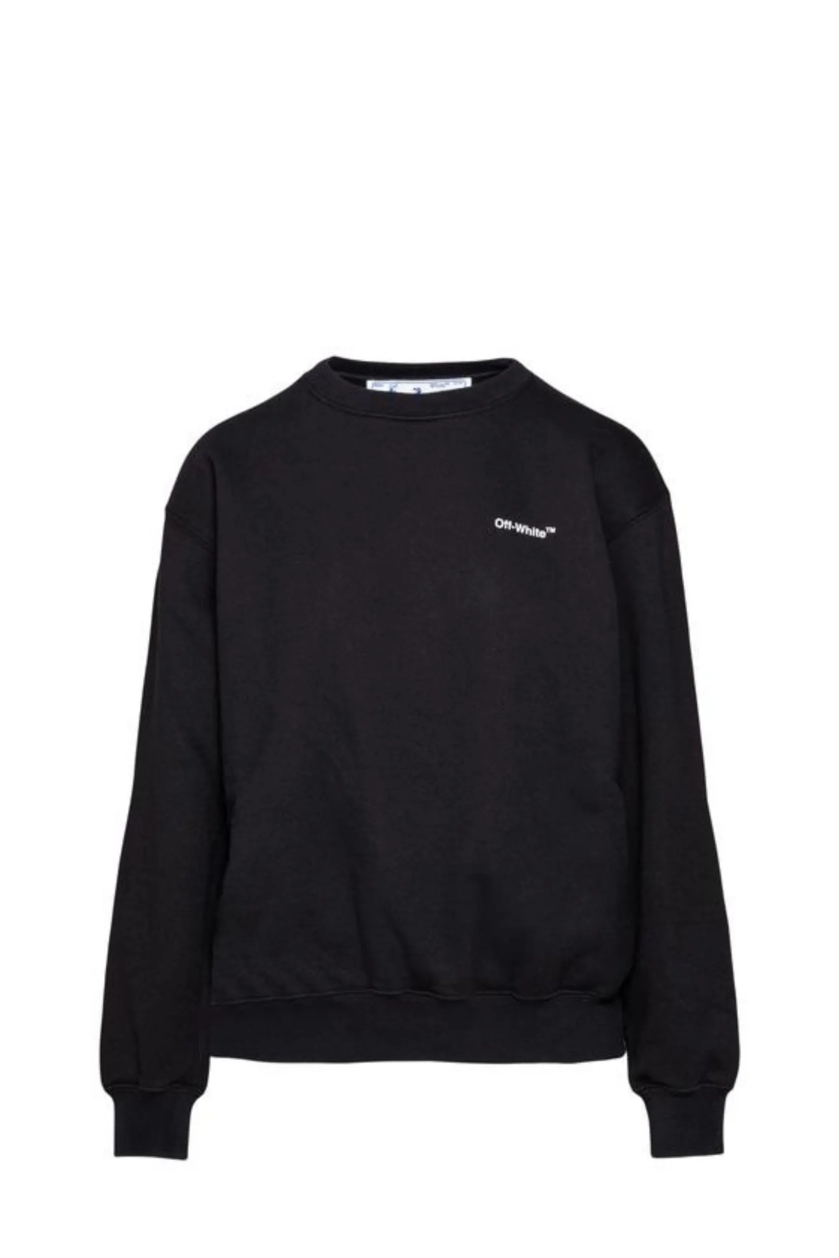 Felpa Girocollo in Cotone Nero con Logo