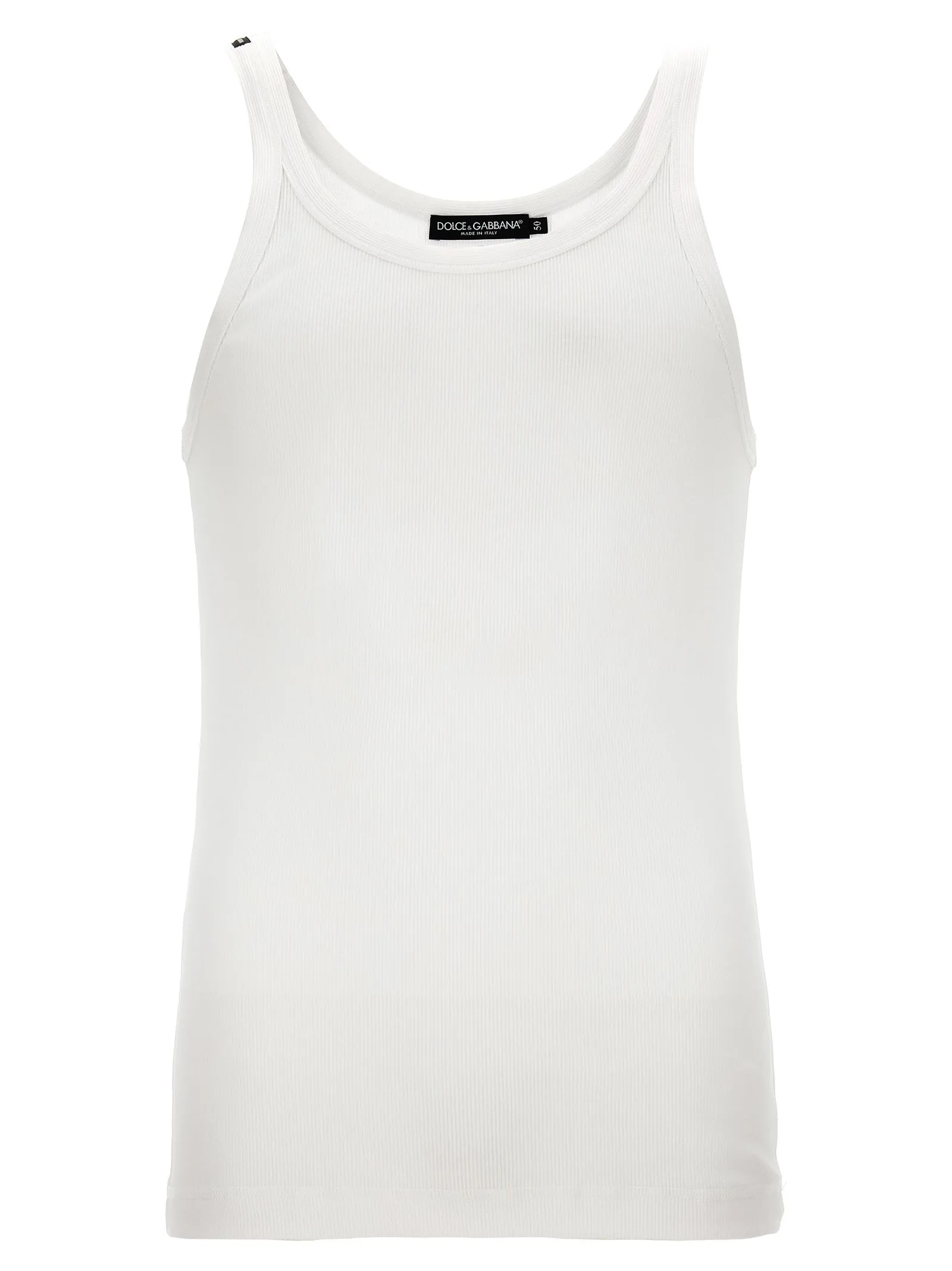 Ribbed Tank Top Top Bianco