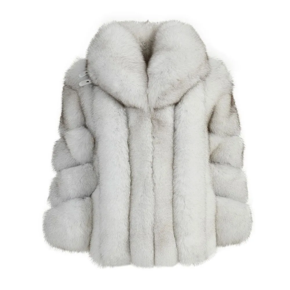 Giacca Nevel Grigio Naturale in Pelliccia di Volpe