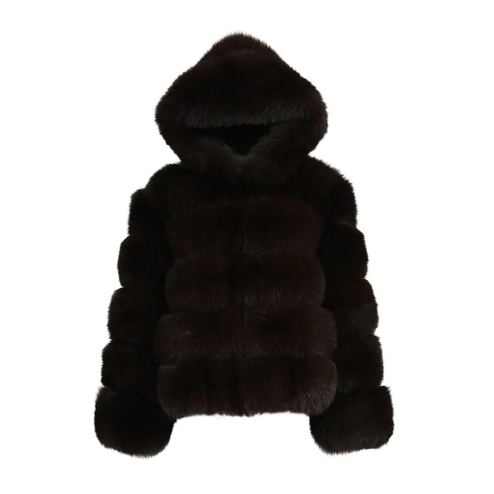 Giacca Saphira Marrone Scuro in Pelliccia di Volpe