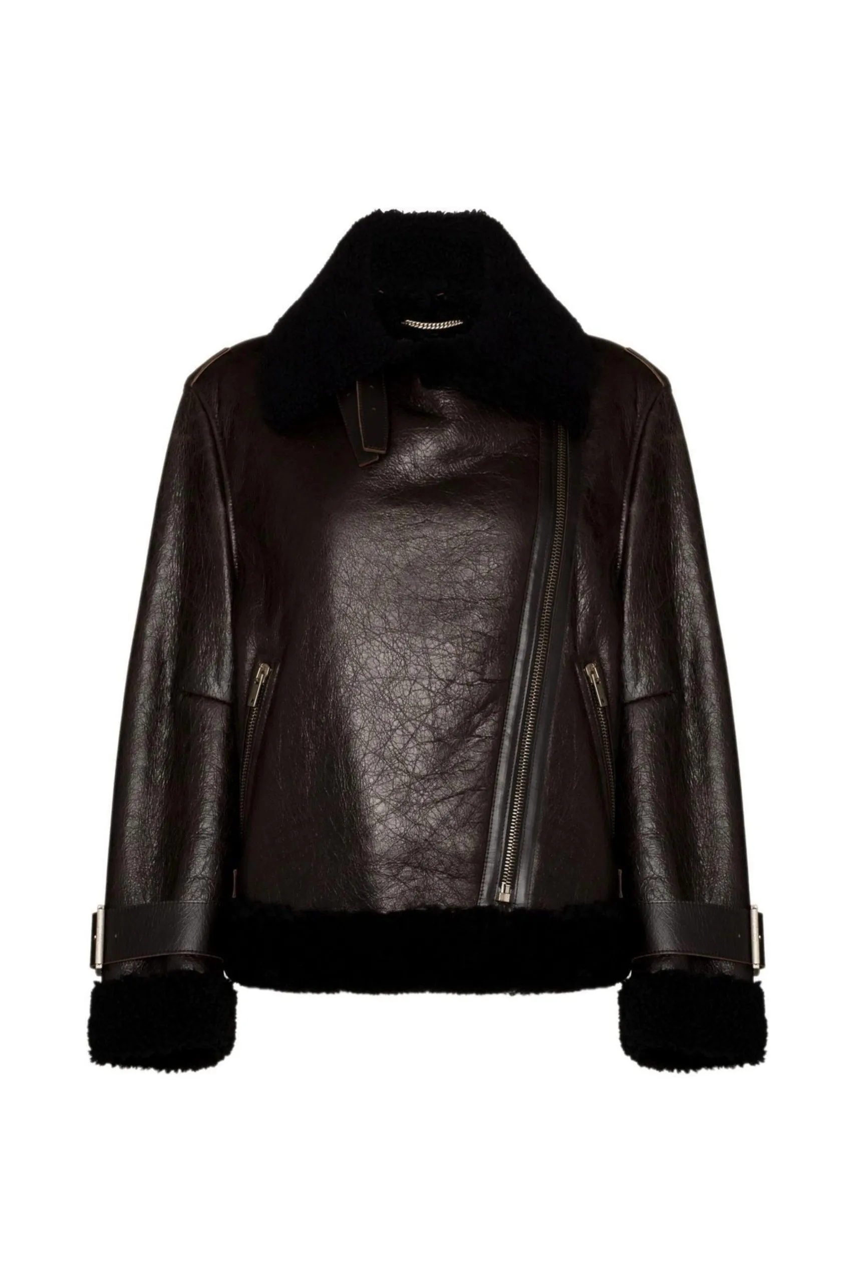 Giubbotto in Pelle e Montone Marrone