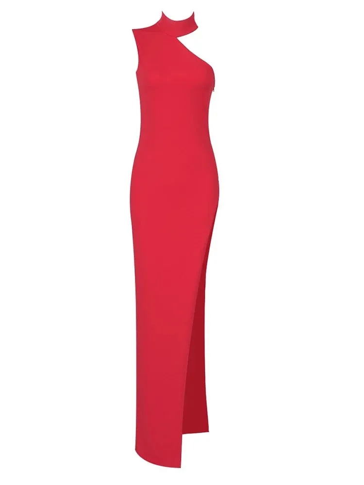 Abito Moir Rosso con Spacco