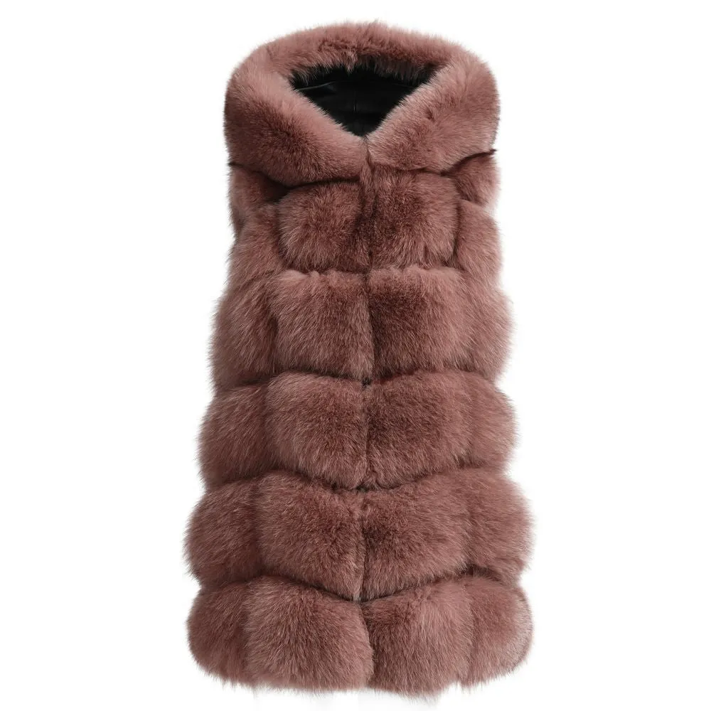 Gilet Poppy Marrone in Pelliccia di Volpe