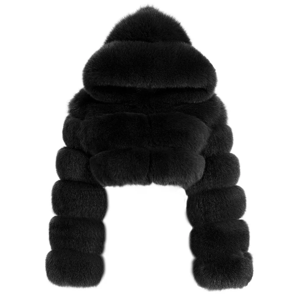 Giacca Amira Nero in Pelliccia di Volpe