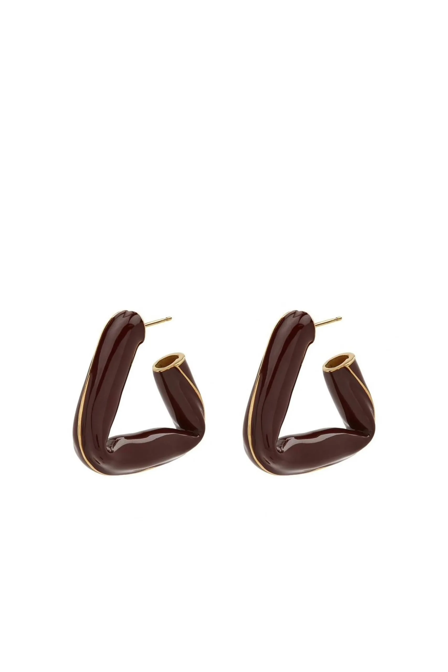 Orecchini a Cerchio Triangolari Marroni