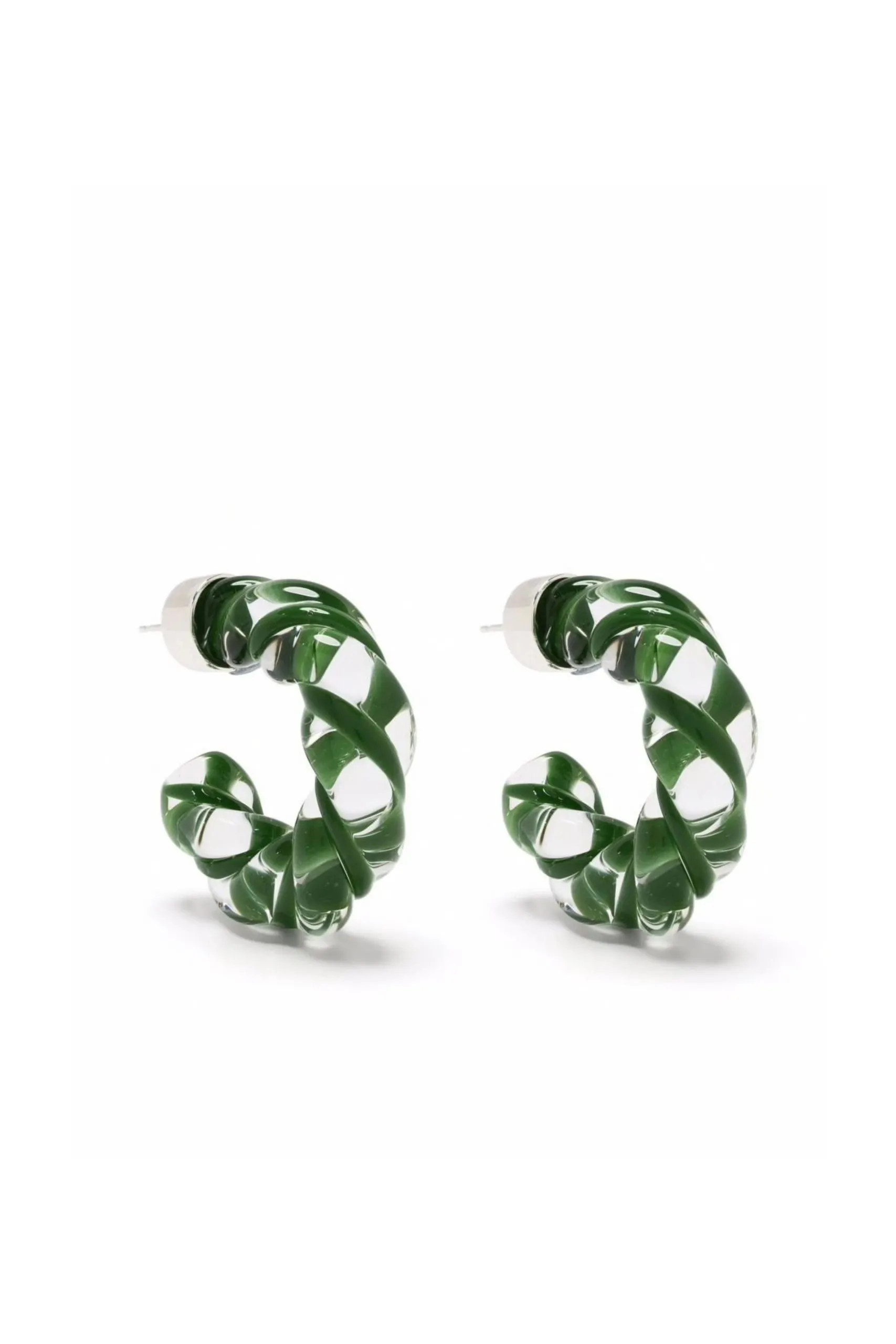 Orecchini a Cerchio e Spirale Verdi e Trasparenti