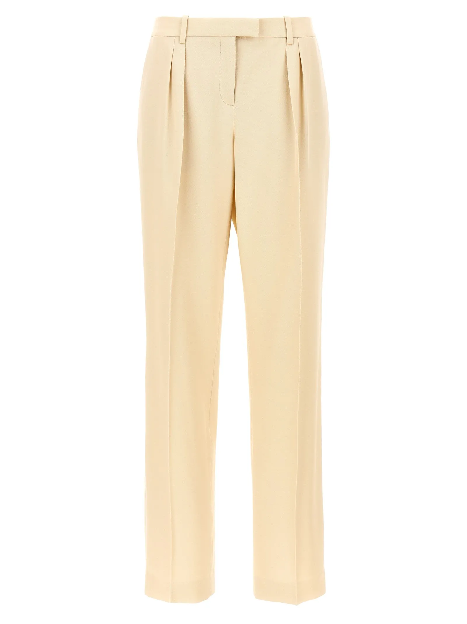 With Front Pleats Pantaloni Beige