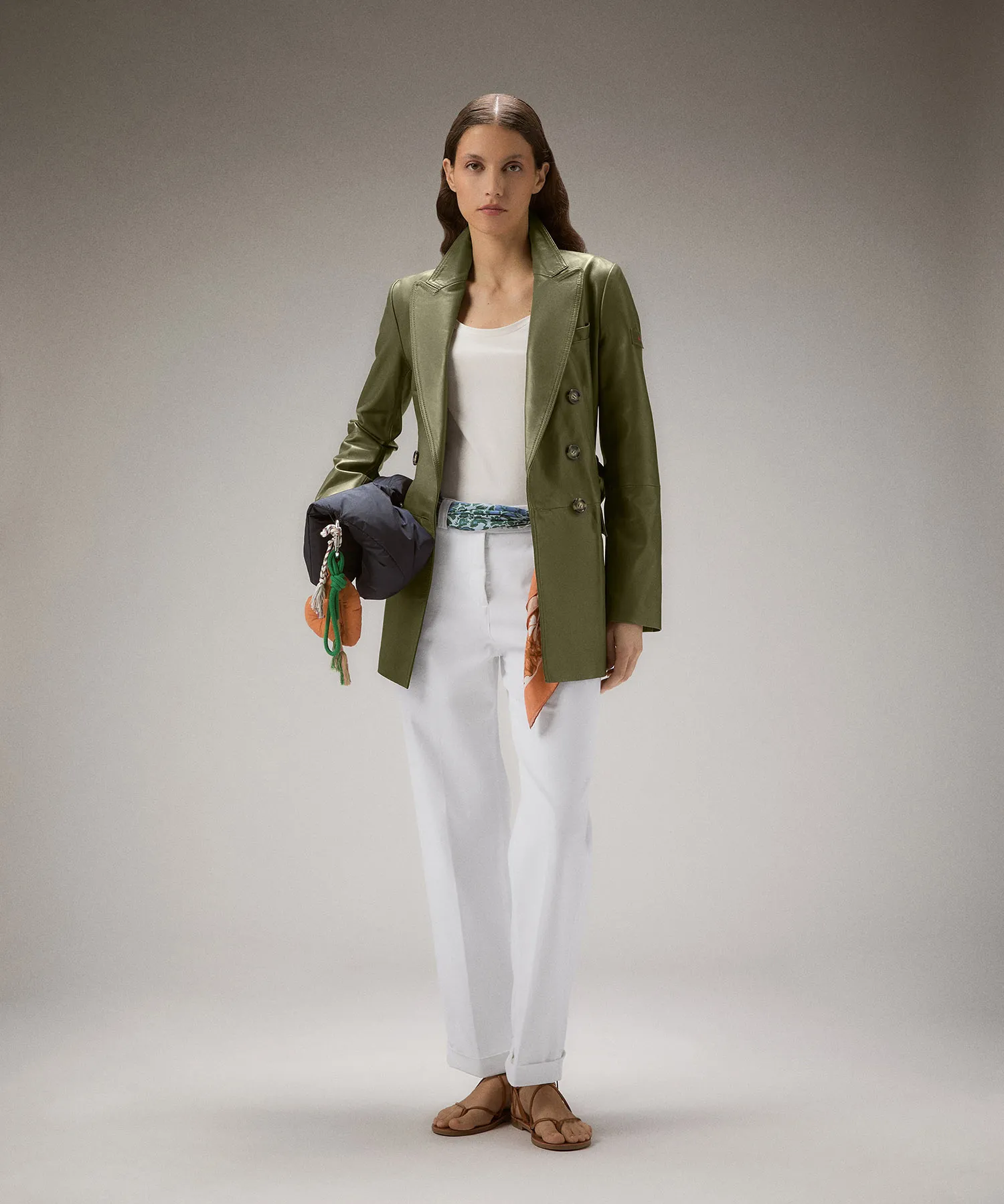 Trench in nappa tinta con cintura