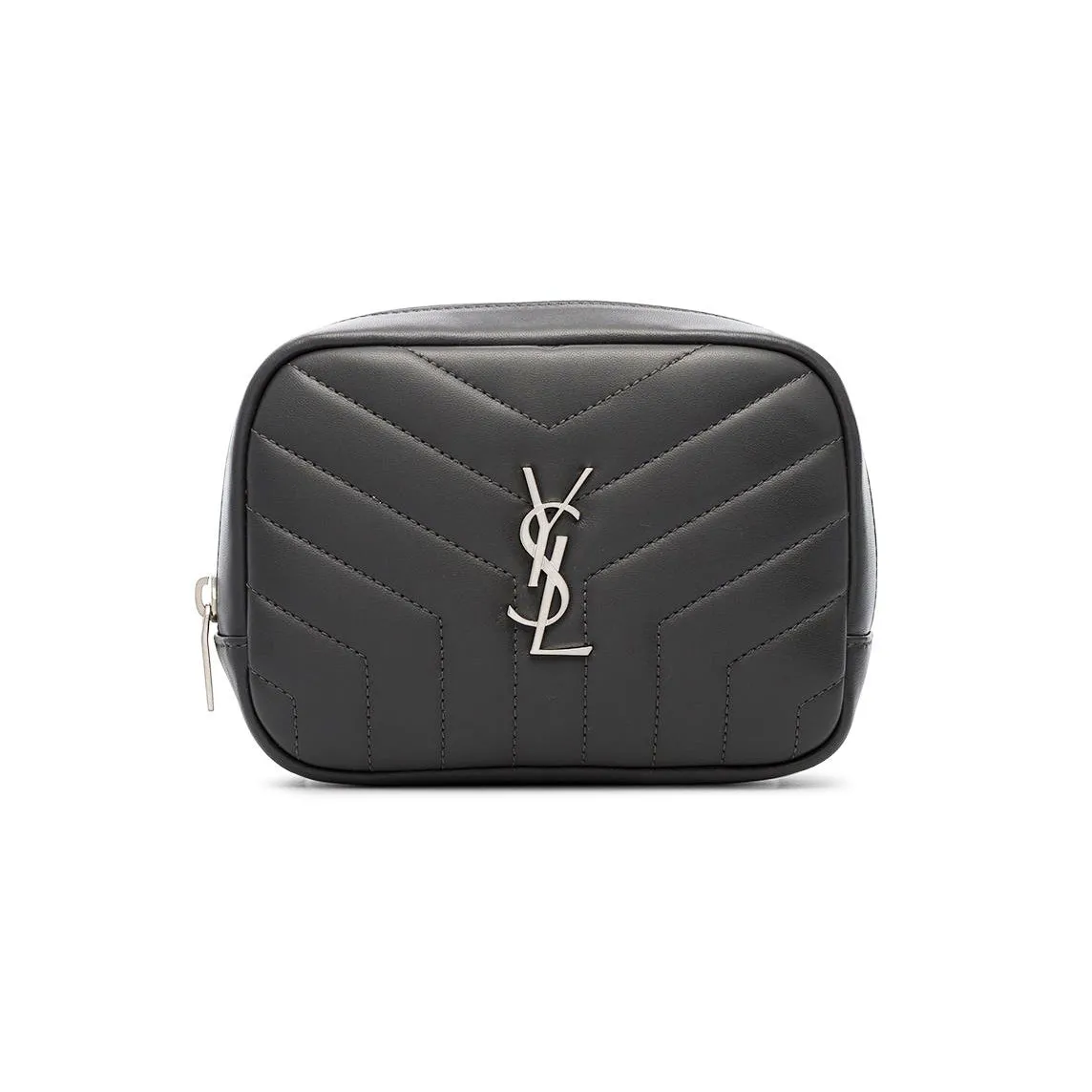 Pochette in pelle trapuntata grigio antracite