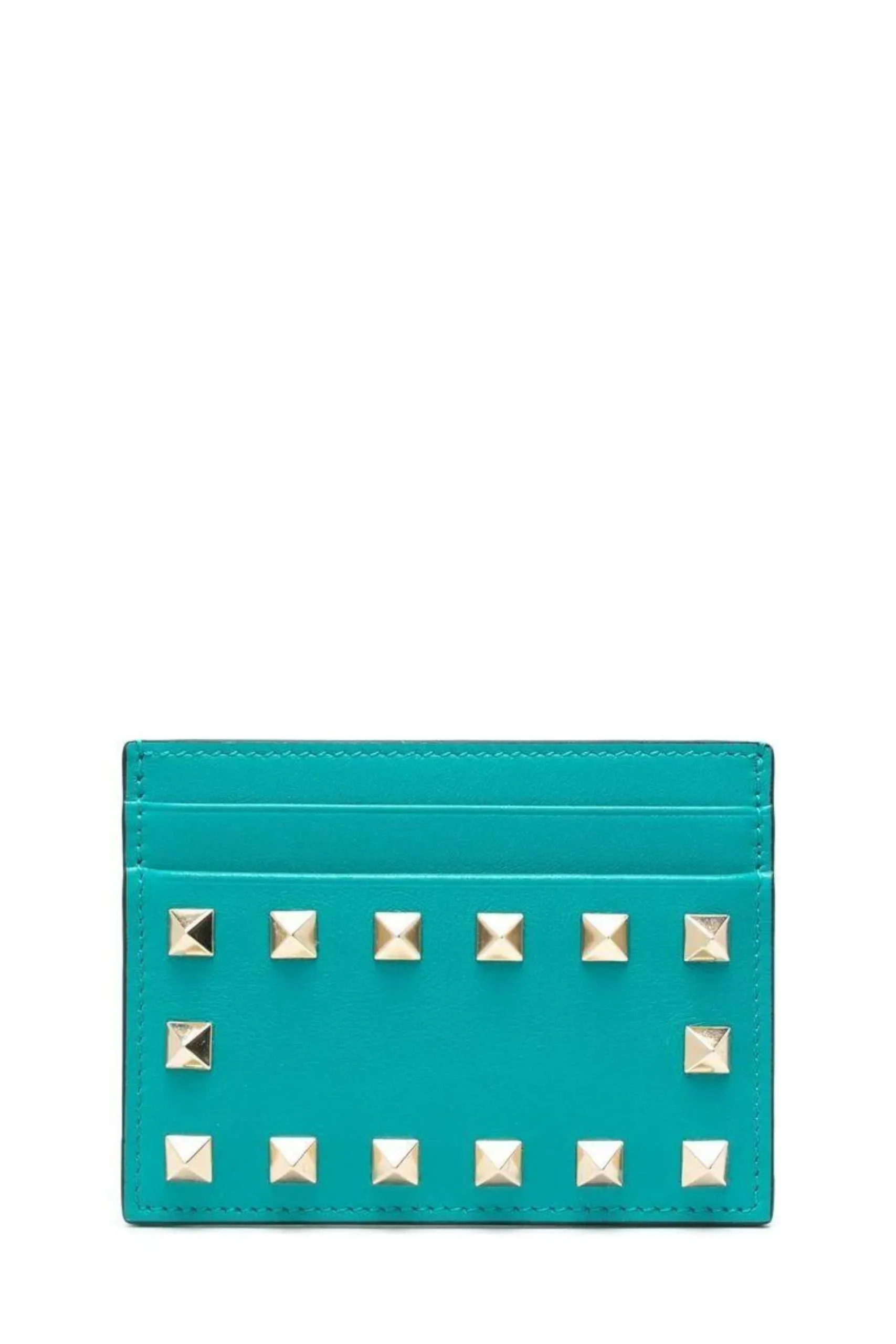 Portacarte Rockstud Verde Petrolio e Oro