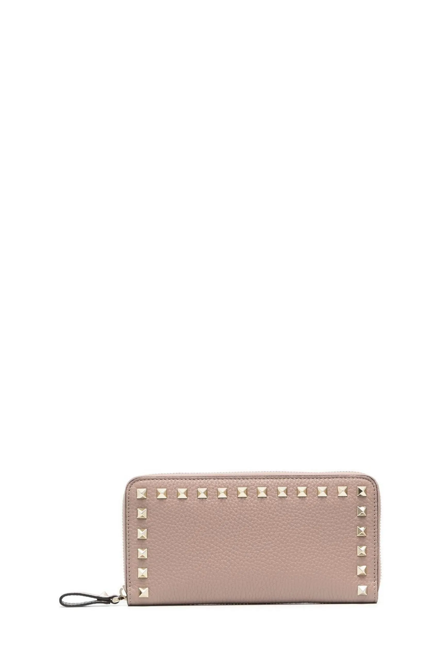 Portafoglio Rockstud con Zip Rosa e Oro