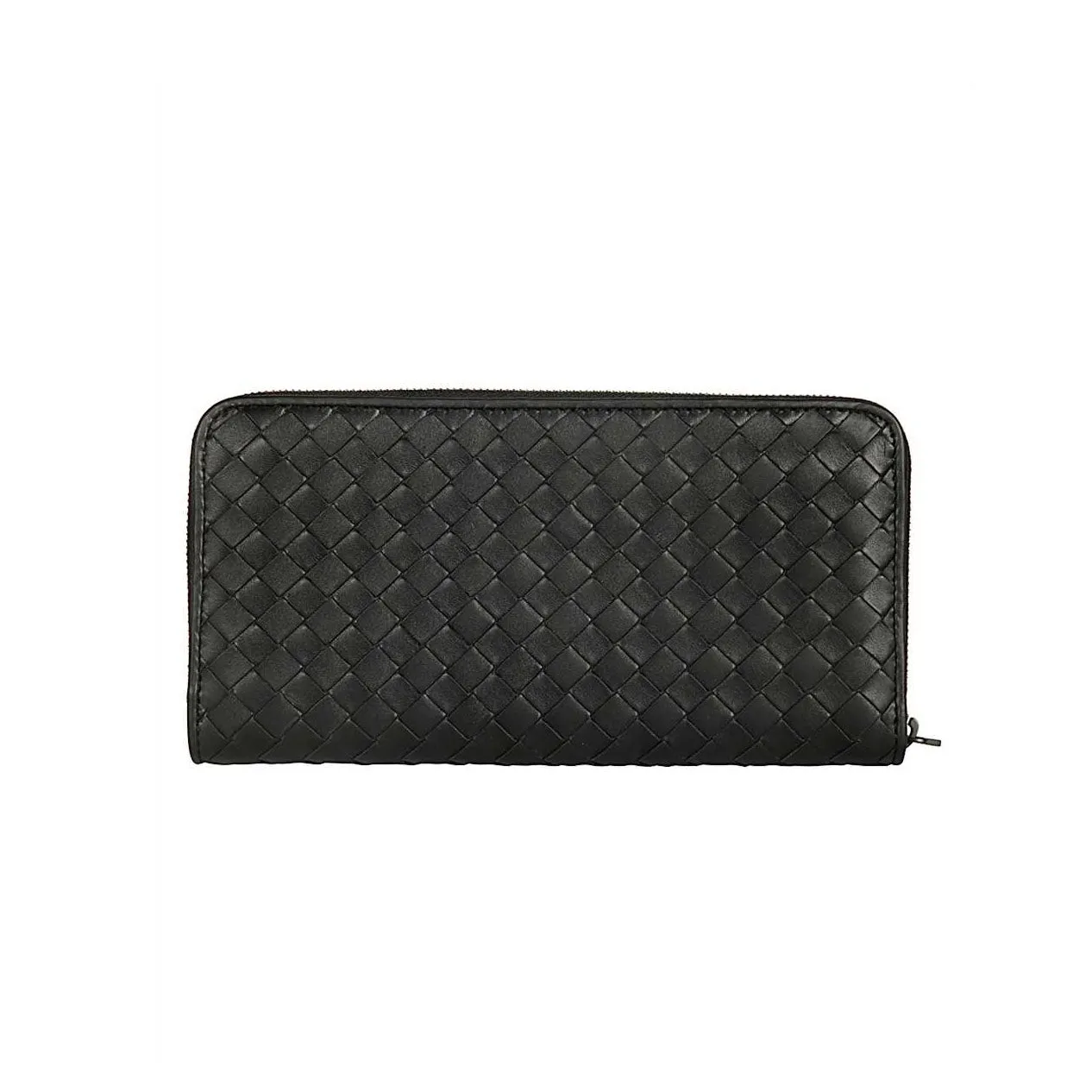 Portafoglio intrecciato nero con zip