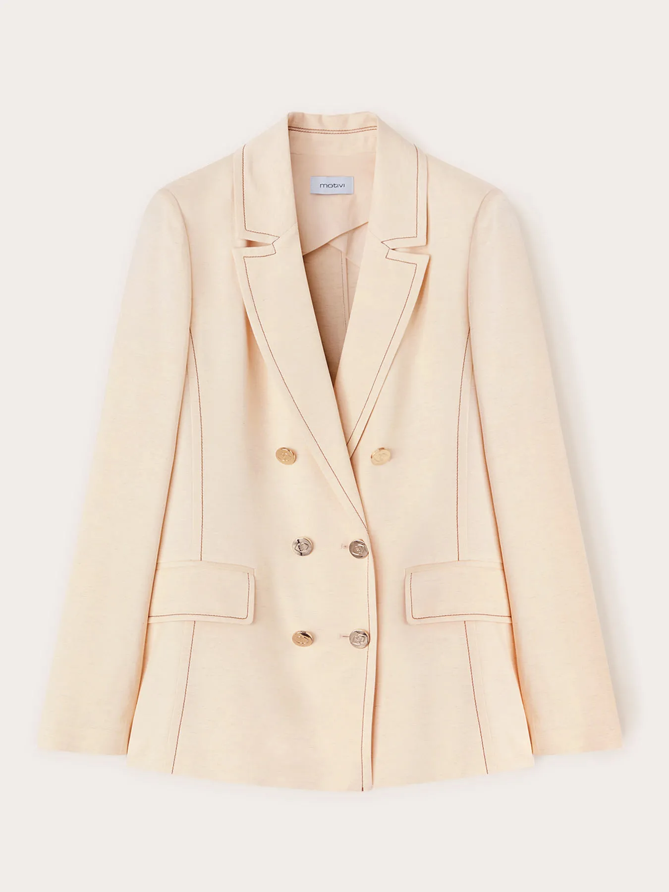 Blazer in tela con impunture a contrasto