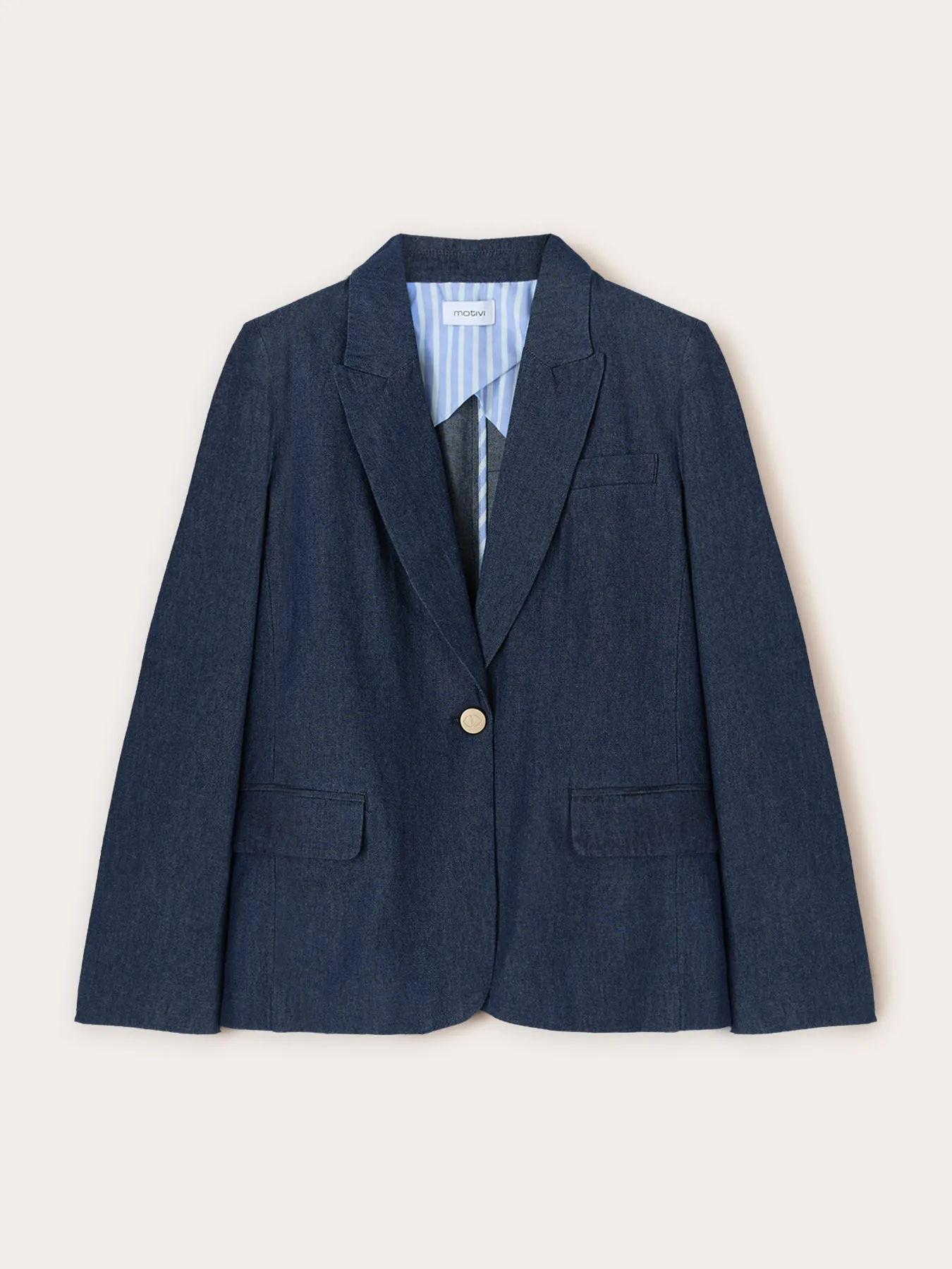 Blazer monopetto in denim misto lyocell