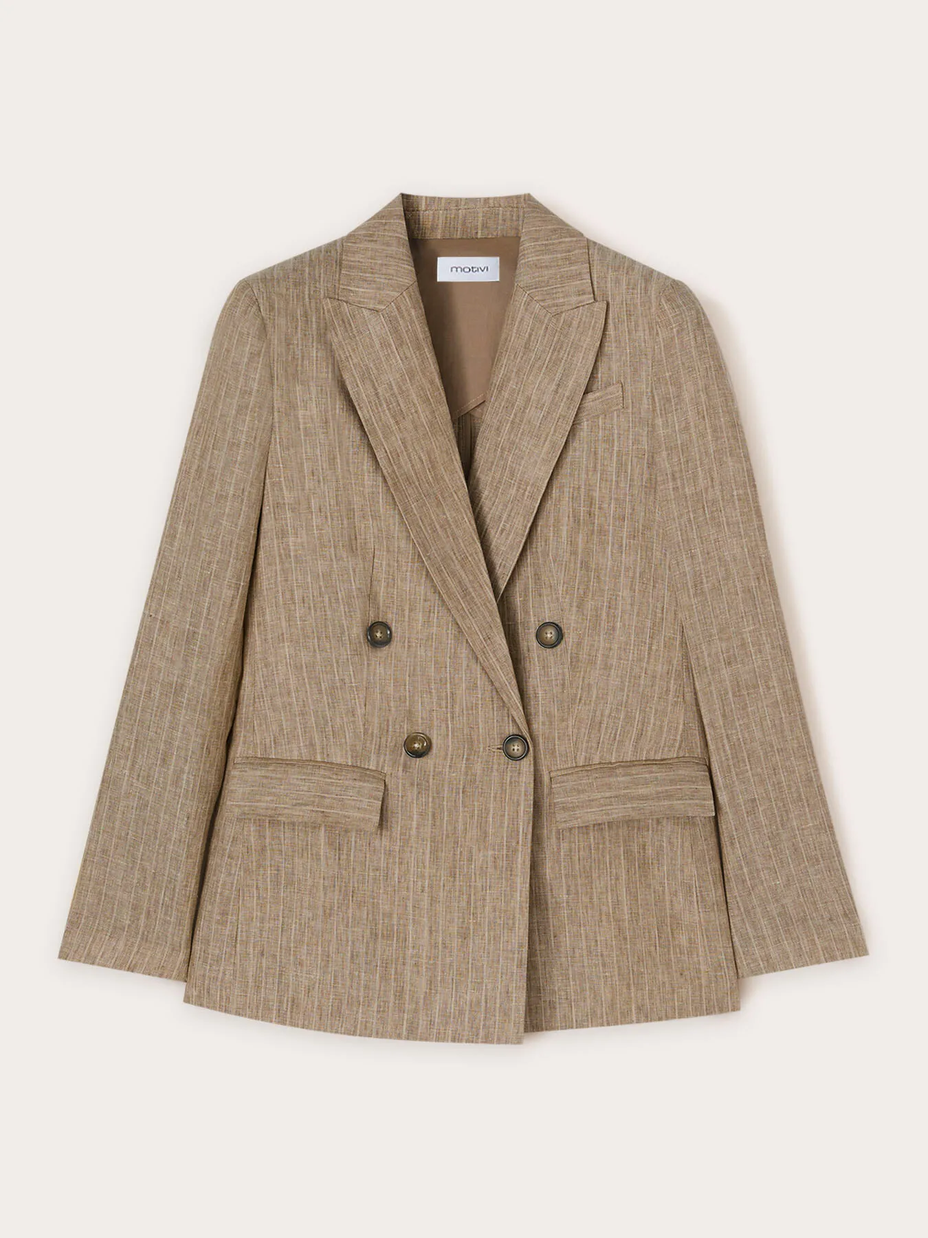 Blazer doppiopetto gessata in lino