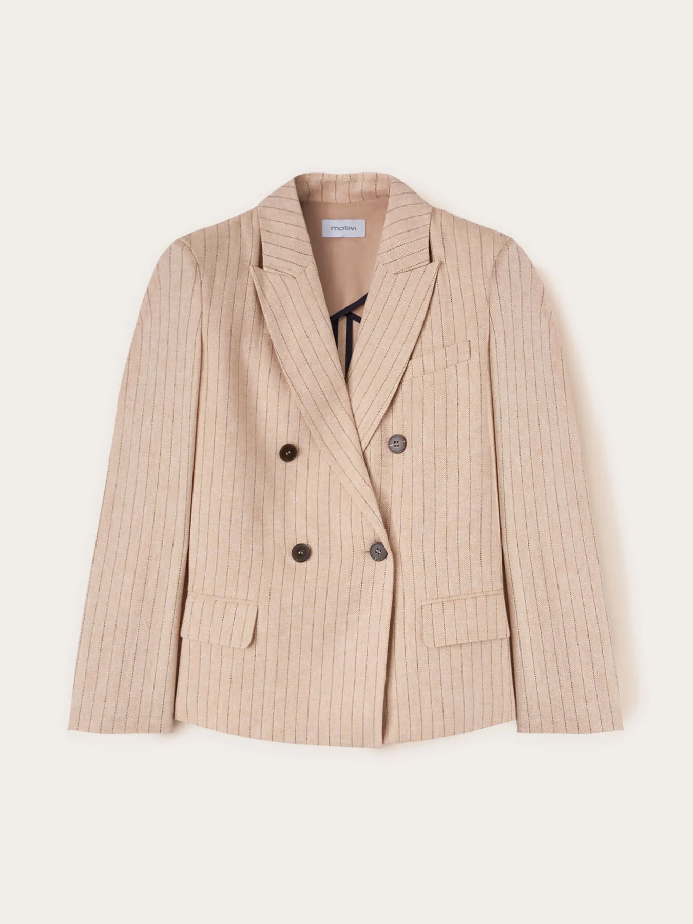 Blazer doppiopetto in viscosa misto lino