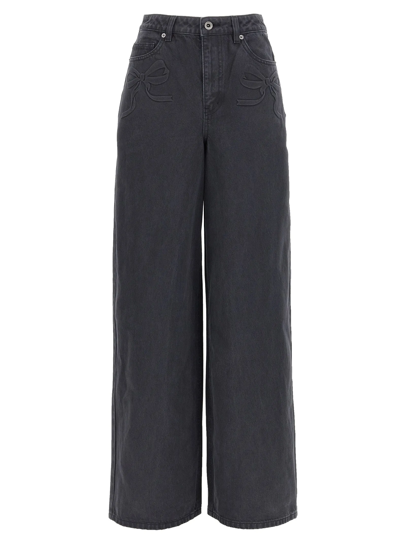 Bow Motif Jeans Grigio