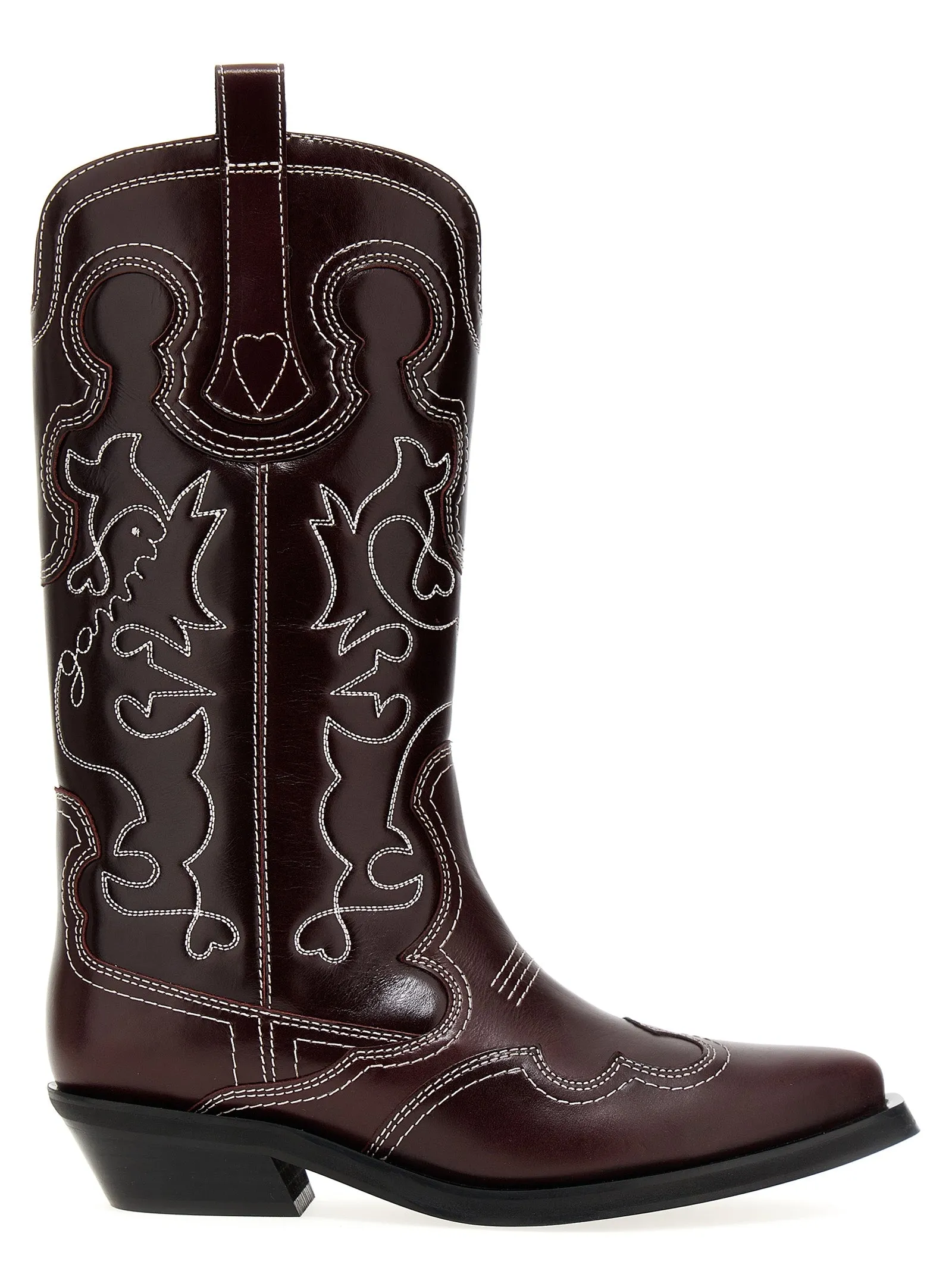 Embroidered Western Stivali E Stivaletti Bordeaux