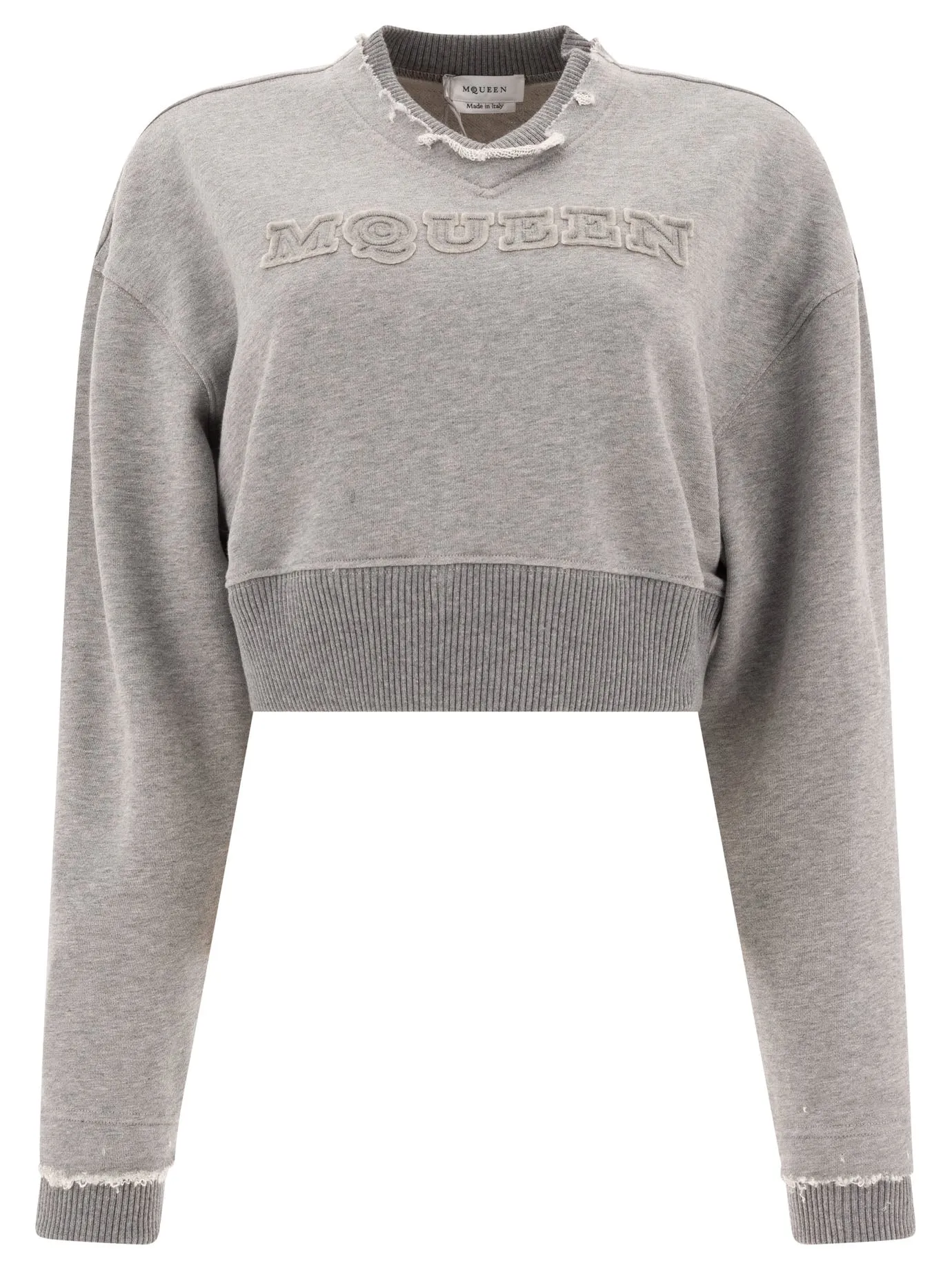 Cropped Sweatshirt With Mcqueen Logo Sweatshirts Grey