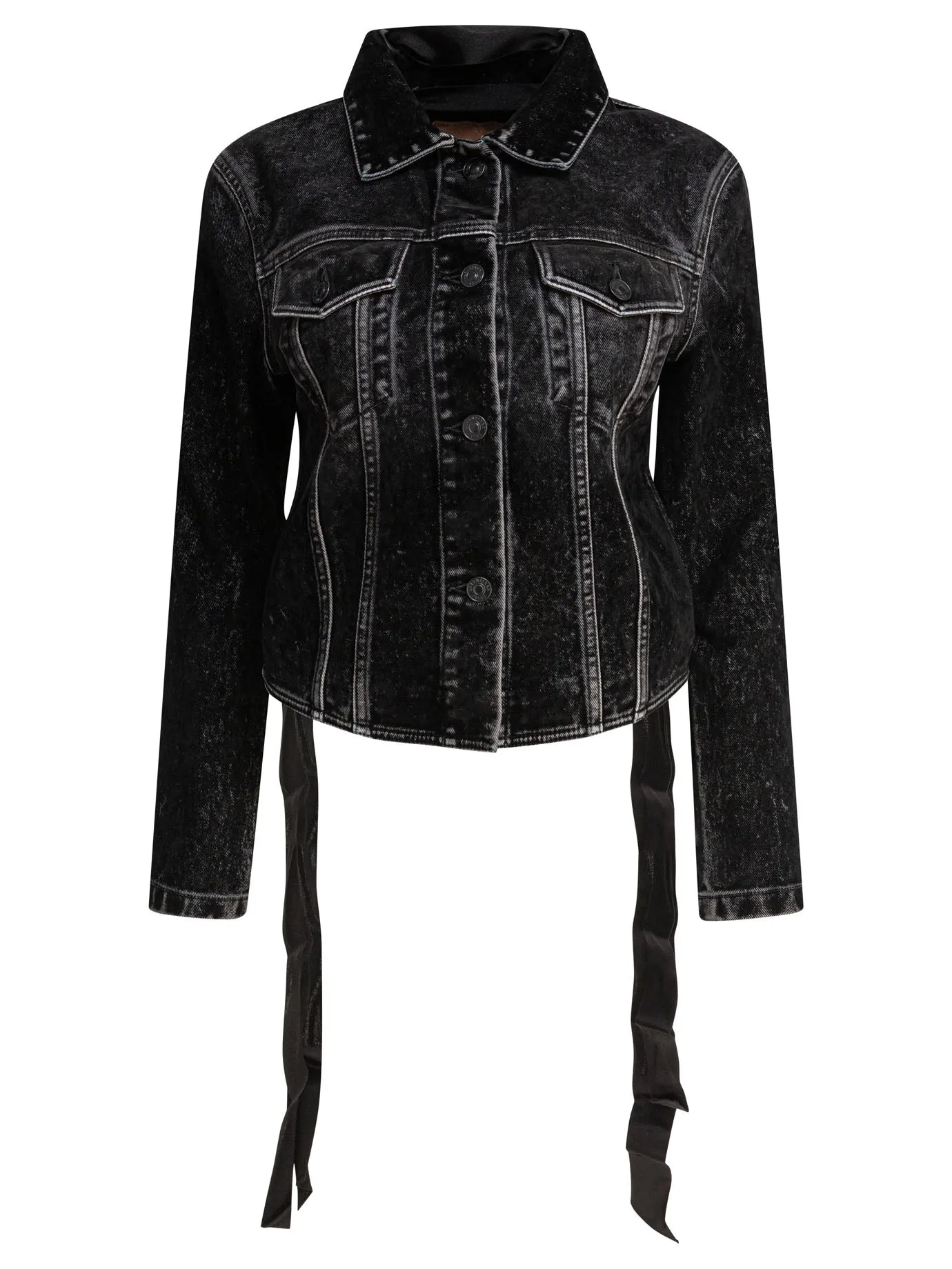 Denim Jacket With Laces Giacche Nero