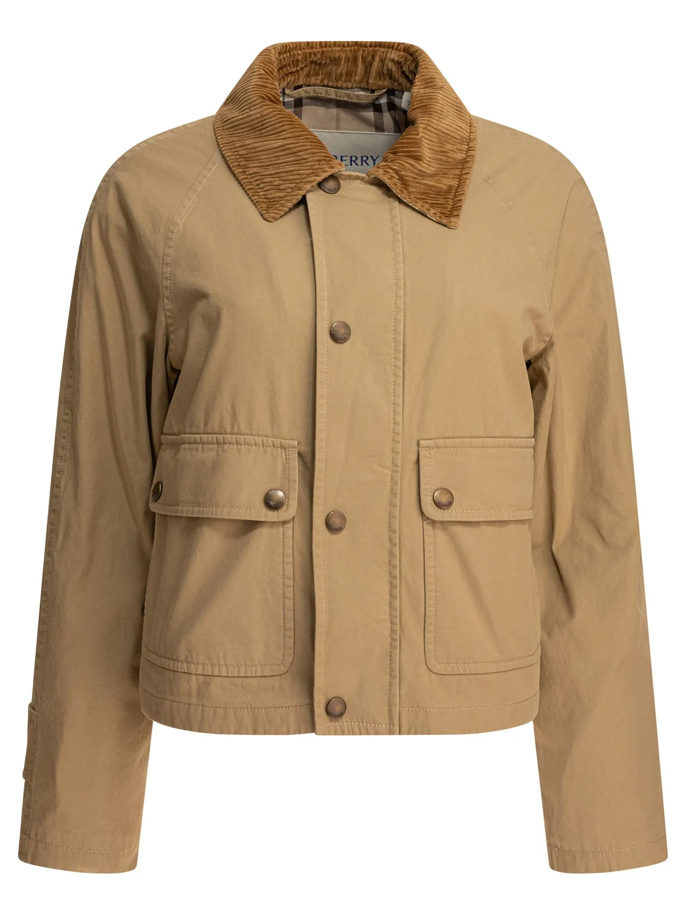 Cotton Cropped Jacket Giacche Beige