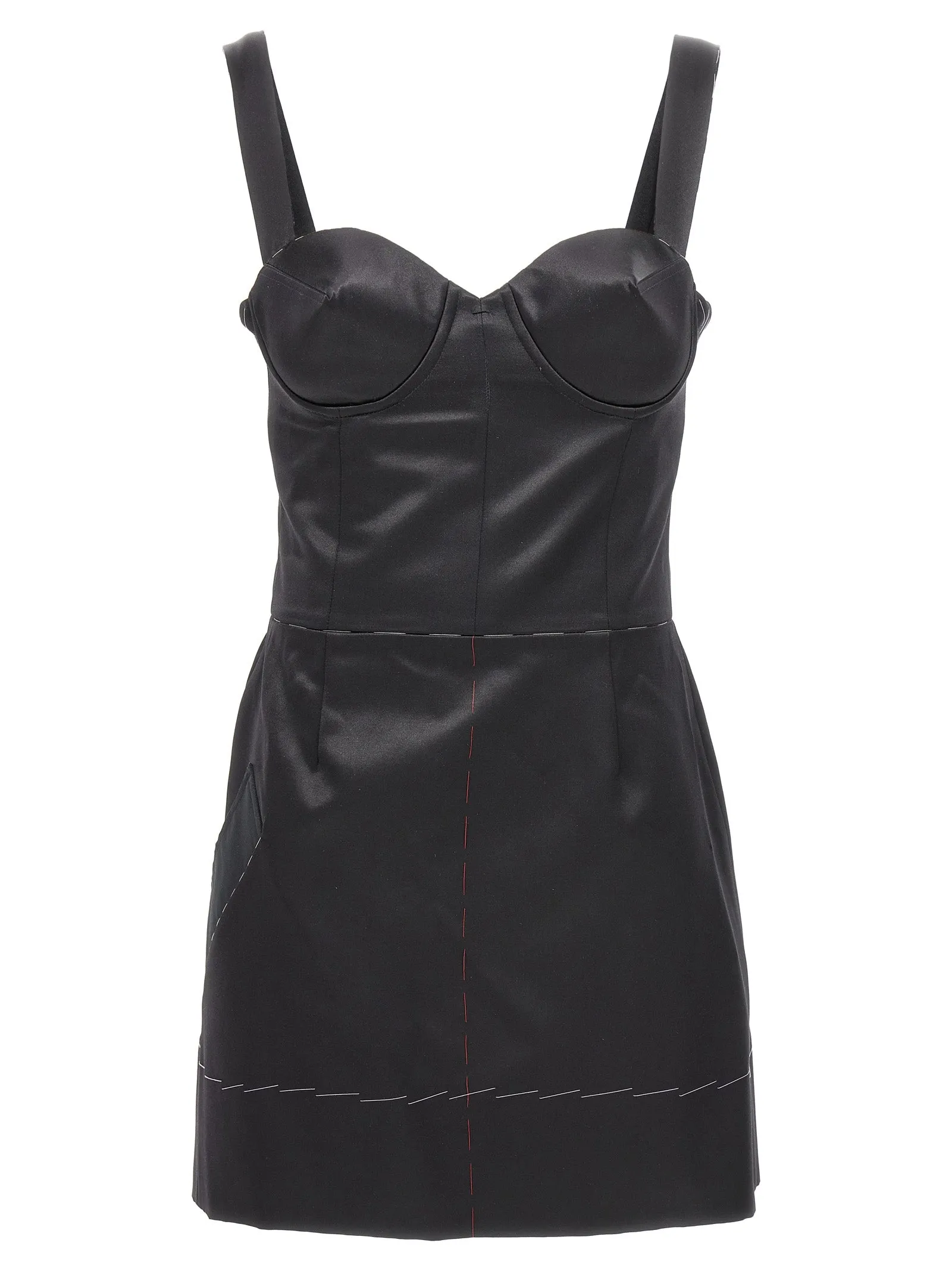 Contrast Stitching Corset Dress Gonne Nero