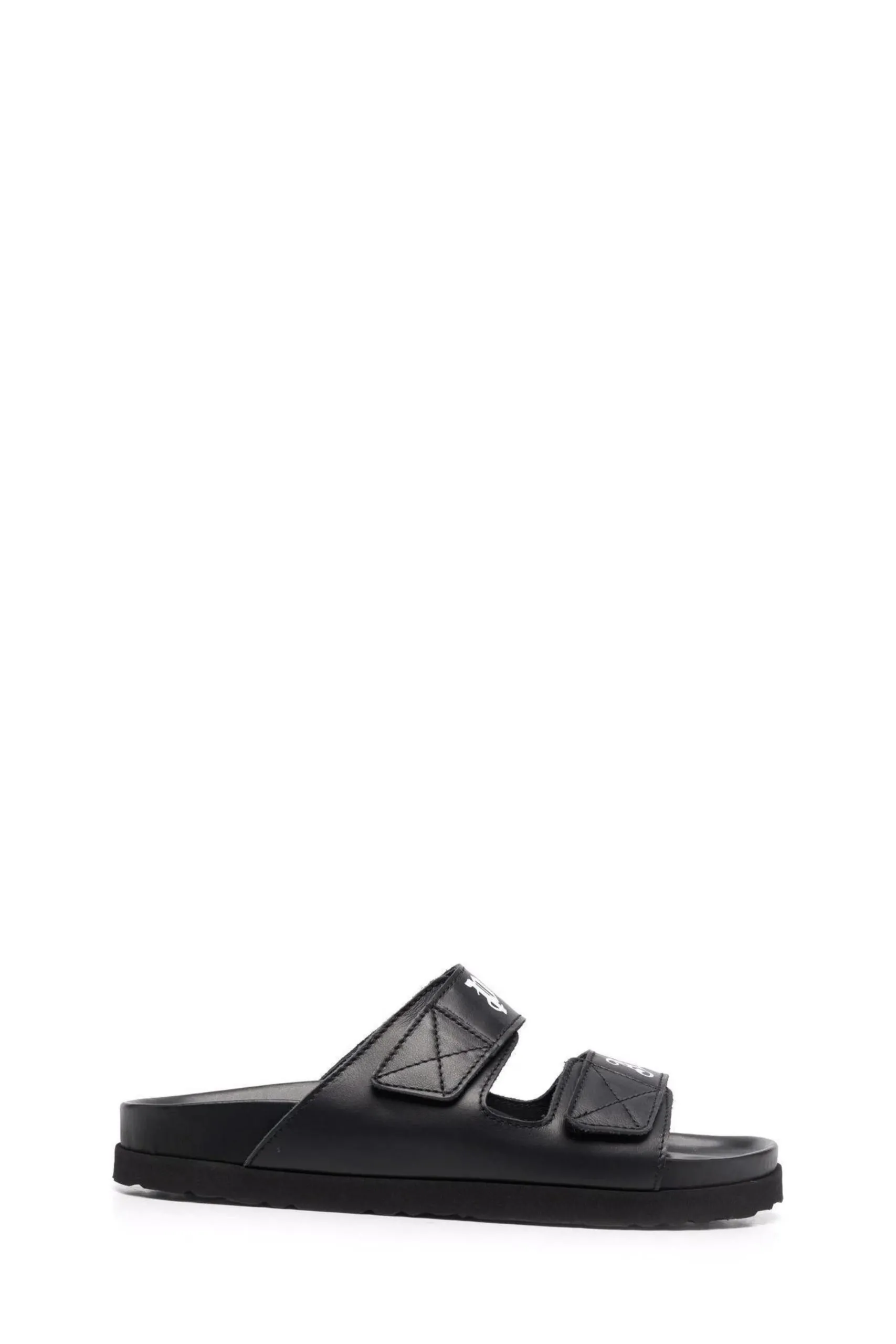 Sandali in Pelle Nera con Logo