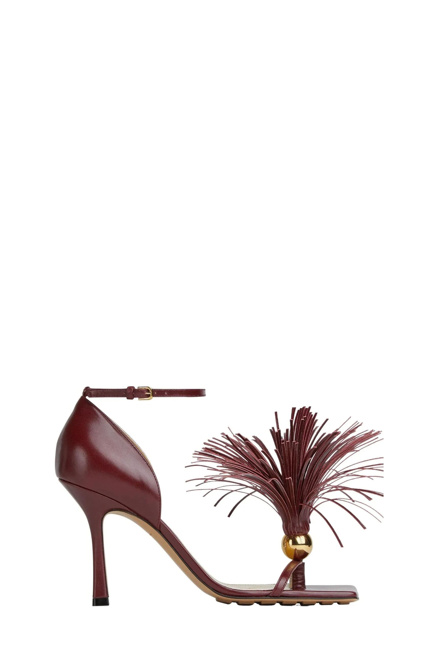 Sandalo Stretch Bordeaux in Pelle con Tacco