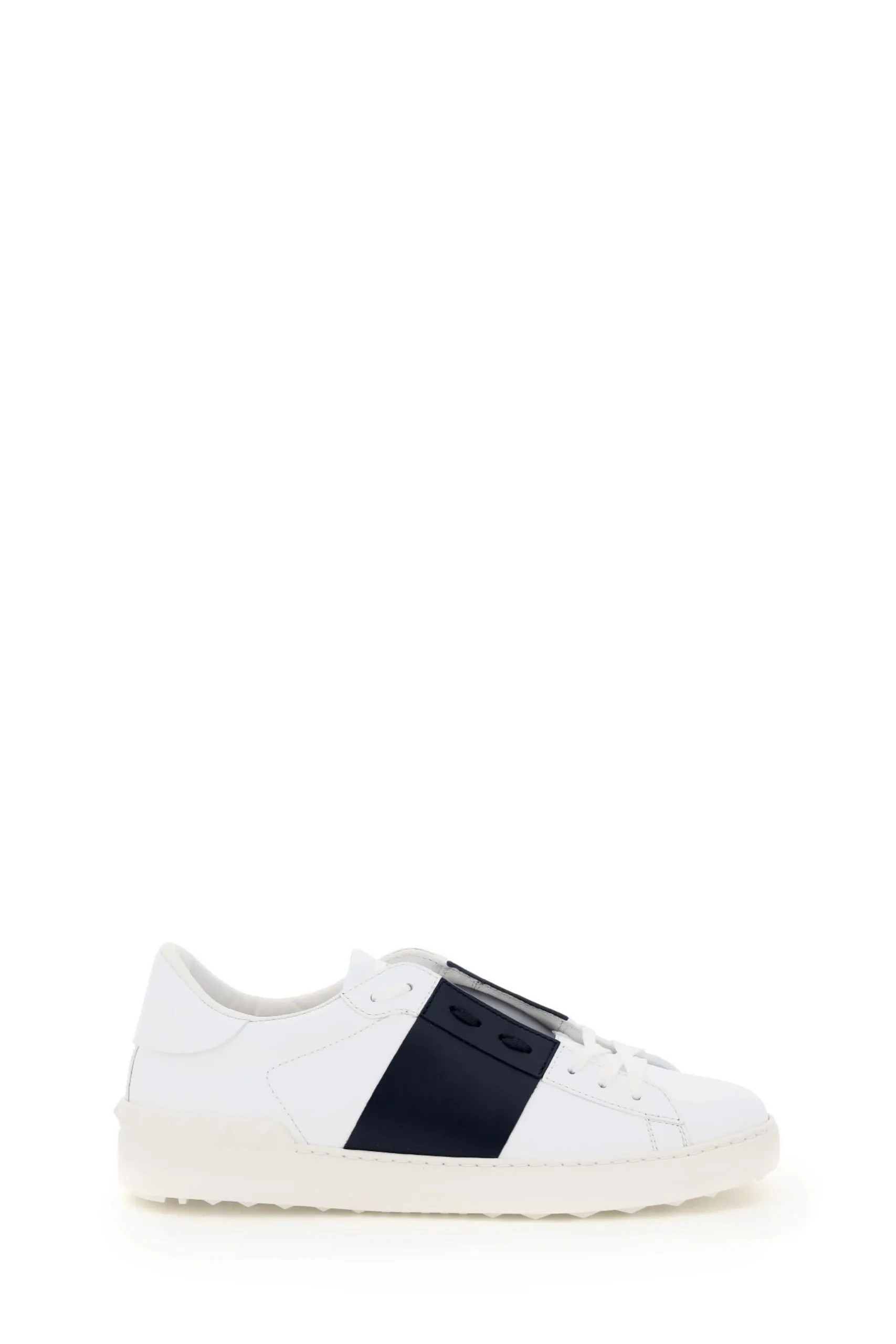 Sneaker Open in Pelle Bianca e Blu
