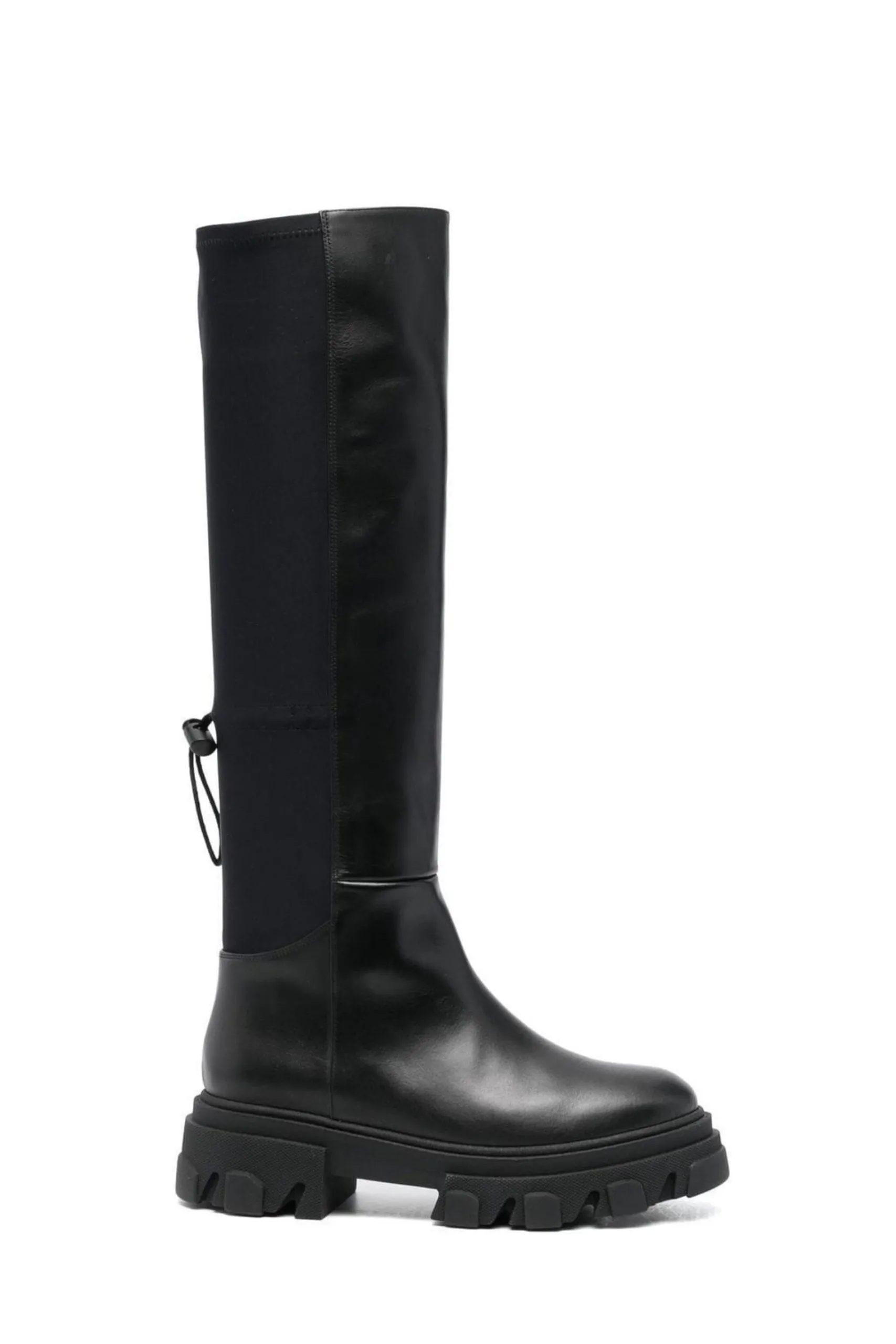Stivale alto Gia 12 in Pelle e Neoprene Nero