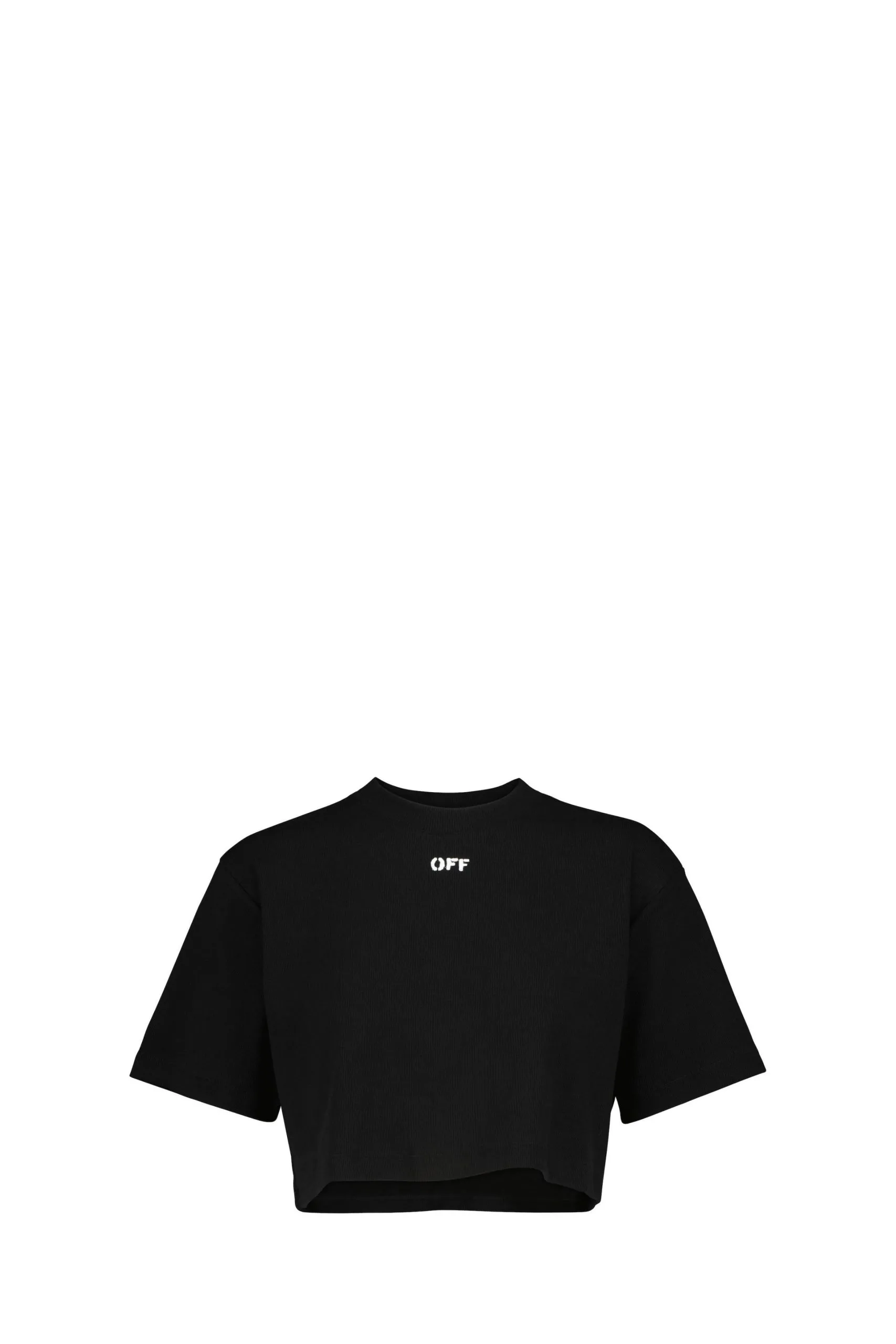 T-shirt Corta in Cotone Nero con Logo