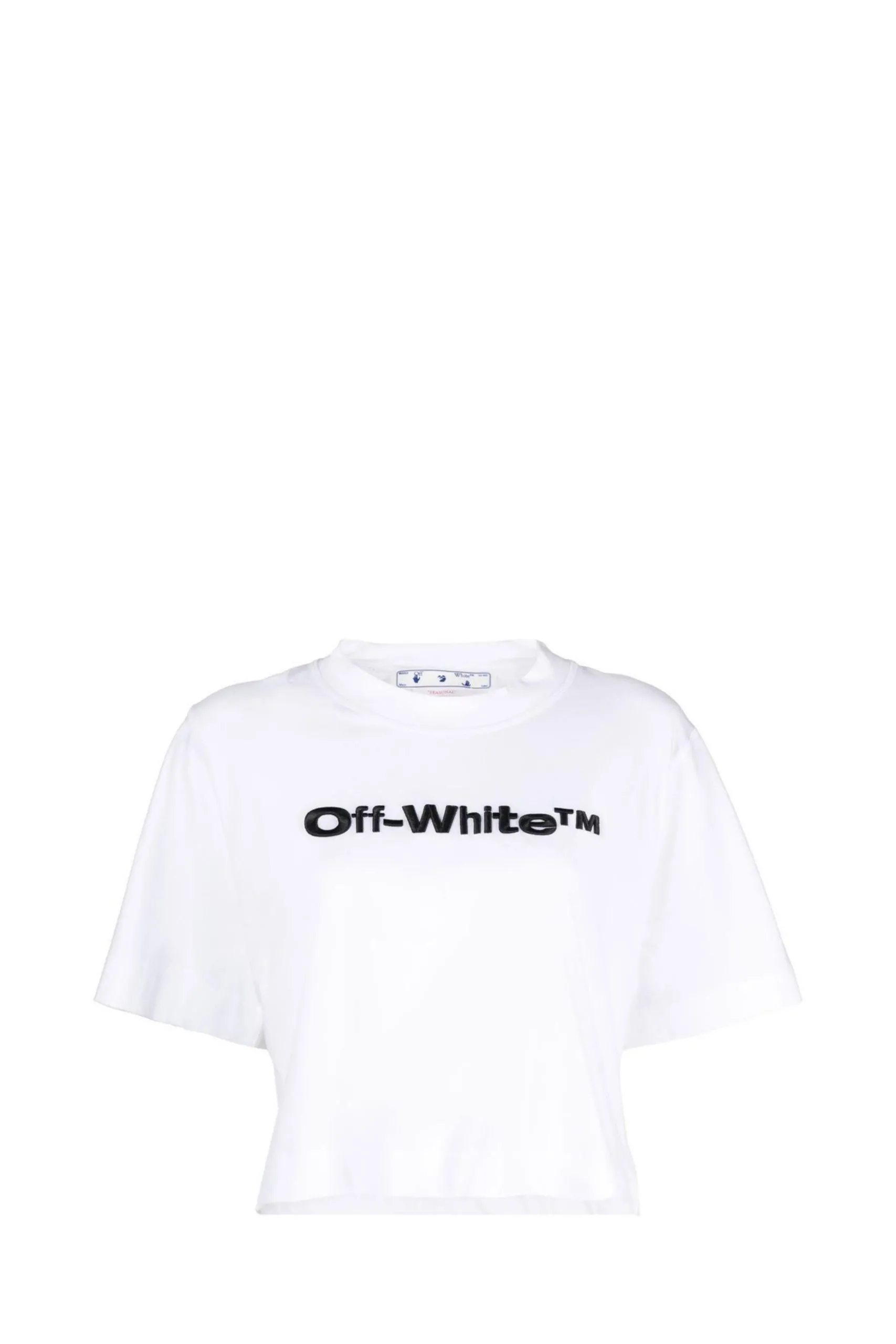 T-shirt Crup in Cotone Bianca con Logo