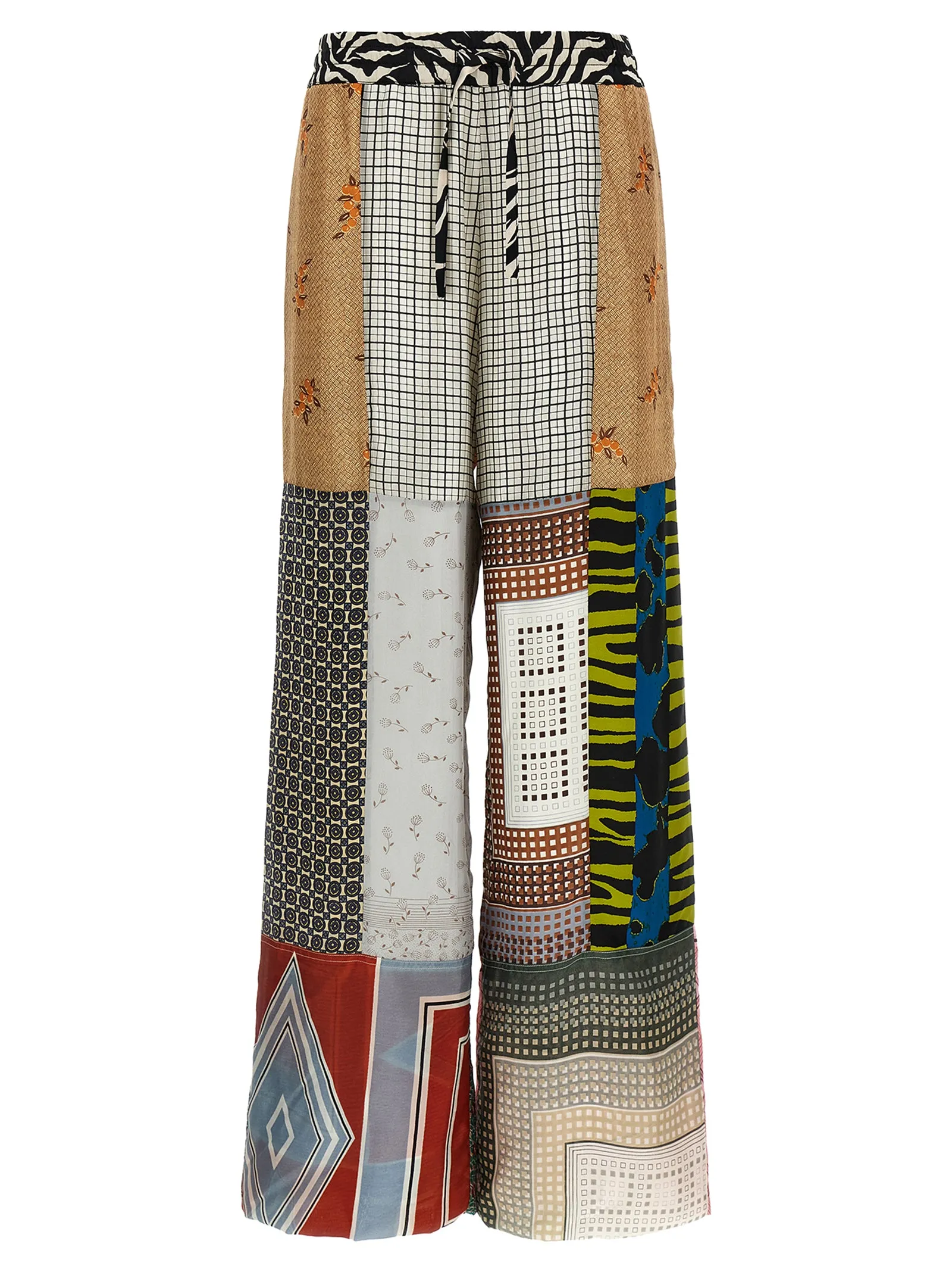 Regenerated Silk Scarves Drawstring Pantaloni Multicolor