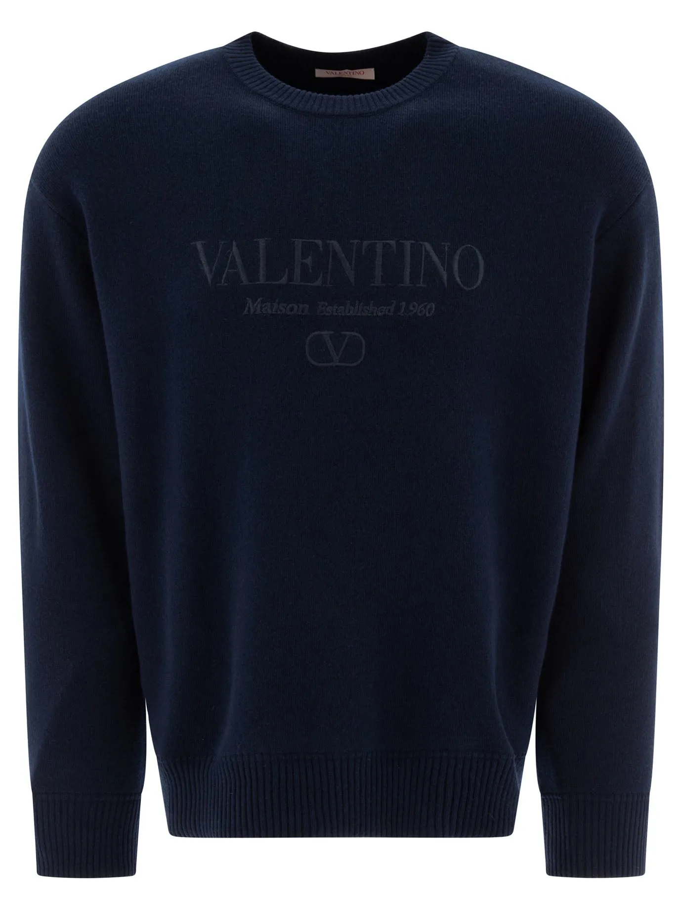 Wool Sweater With Valentino Embroidery Knitwear Blu