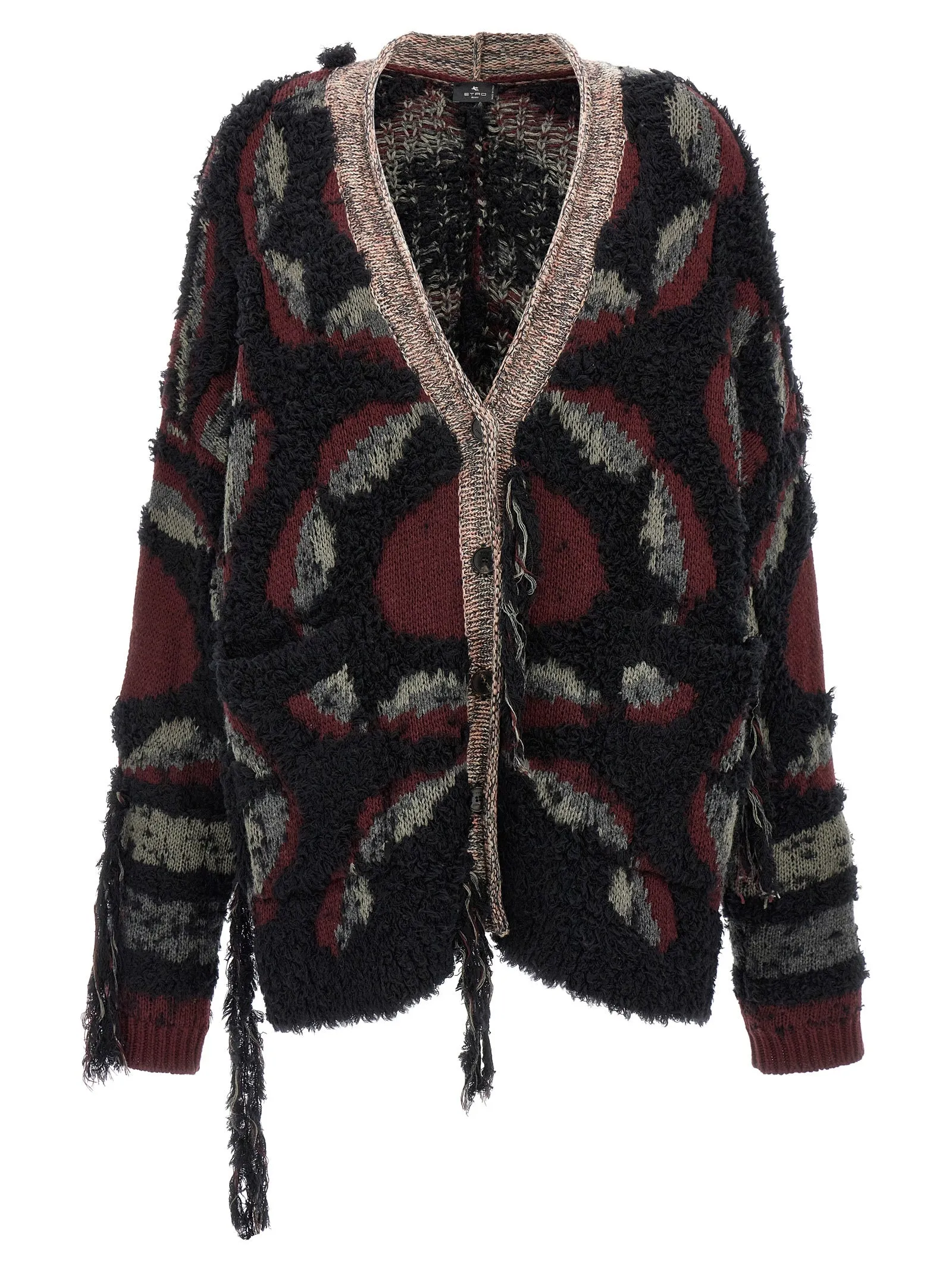 Fringed Oversized Cardigan Maglioni Multicolor
