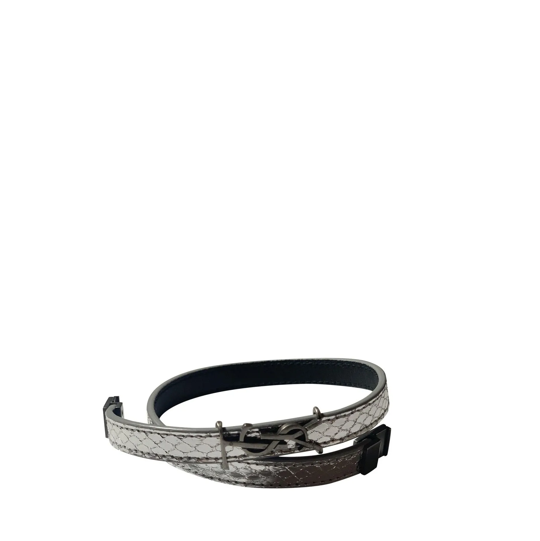 Bracciale in pelle argento con logo