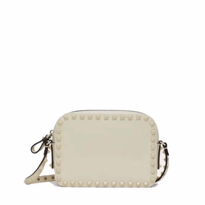 Borsa Rockstud avorio in pelle