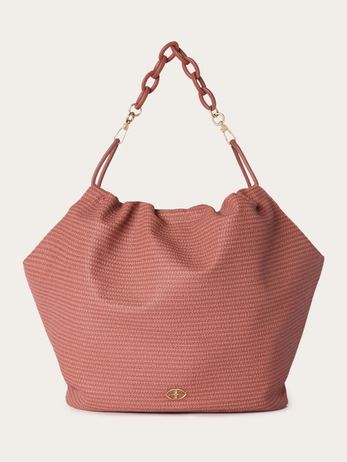 Curly shopping in tessuto effetto stuoia