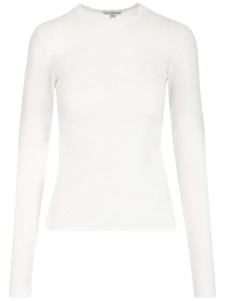 James Perse Donna T-shirt bianca a maniche lunghe