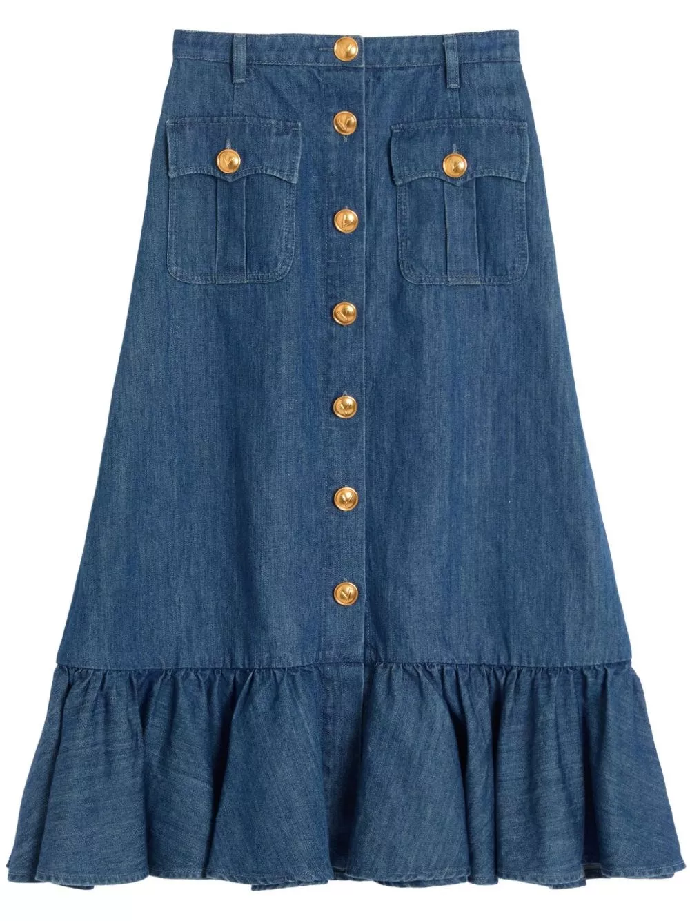Gonna midi in denim di Valentino